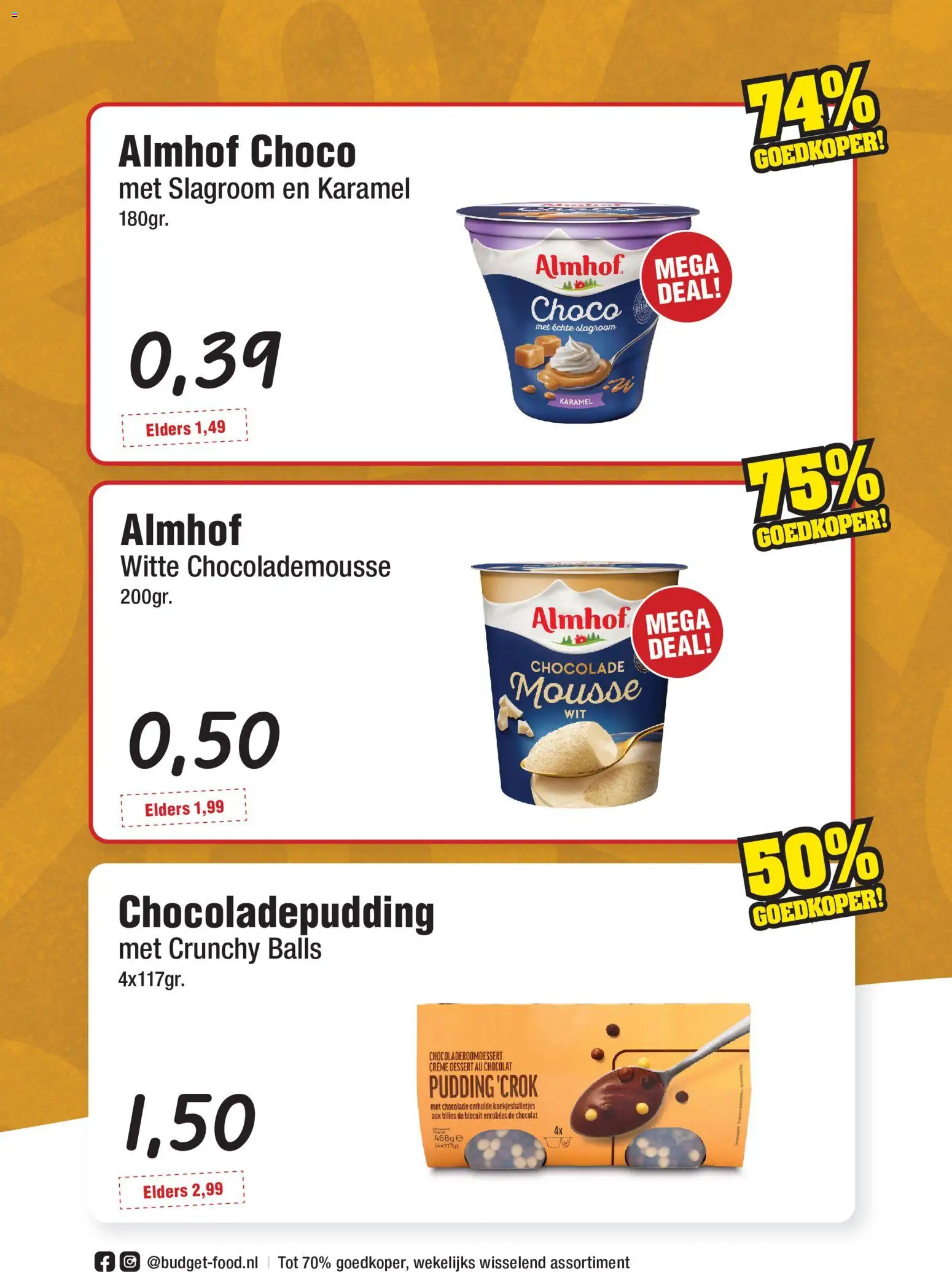 {H1} | Pagina: 3 | Producten: Chocolade, Slagroom, Pudding, Crème