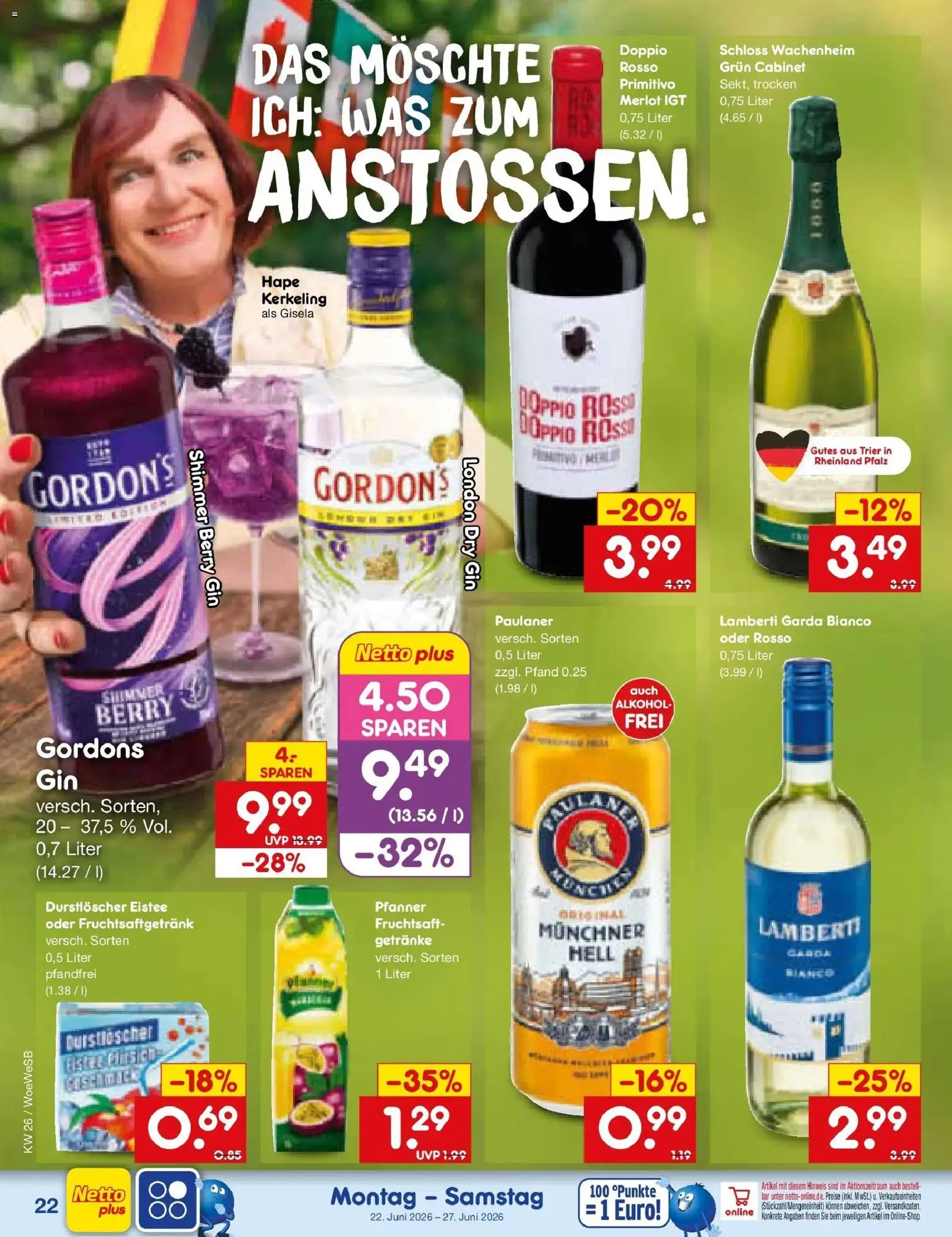 Netto Marken-Discount Prospekt Katzweiler – gültig ab 21.06.2026 | Seite: 30 | Produkte: Durstloscher, Merlot, Fruchtsaft, Paulaner