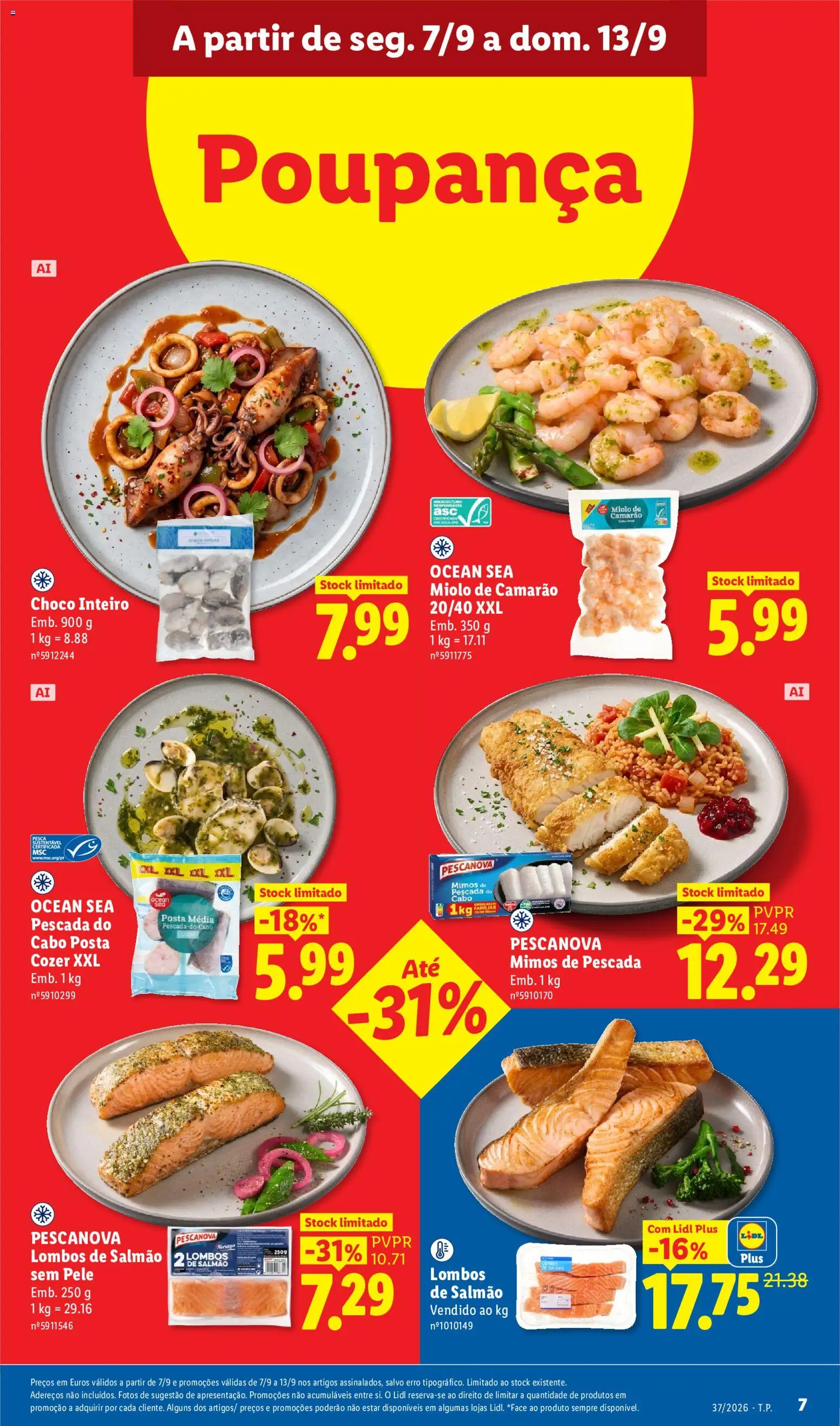 Lidl Promoções Semanais │ válido de 07/09/2026 | Página: 9 | Produtos: Cabo, Pescada, Camarão, Pescada do cabo