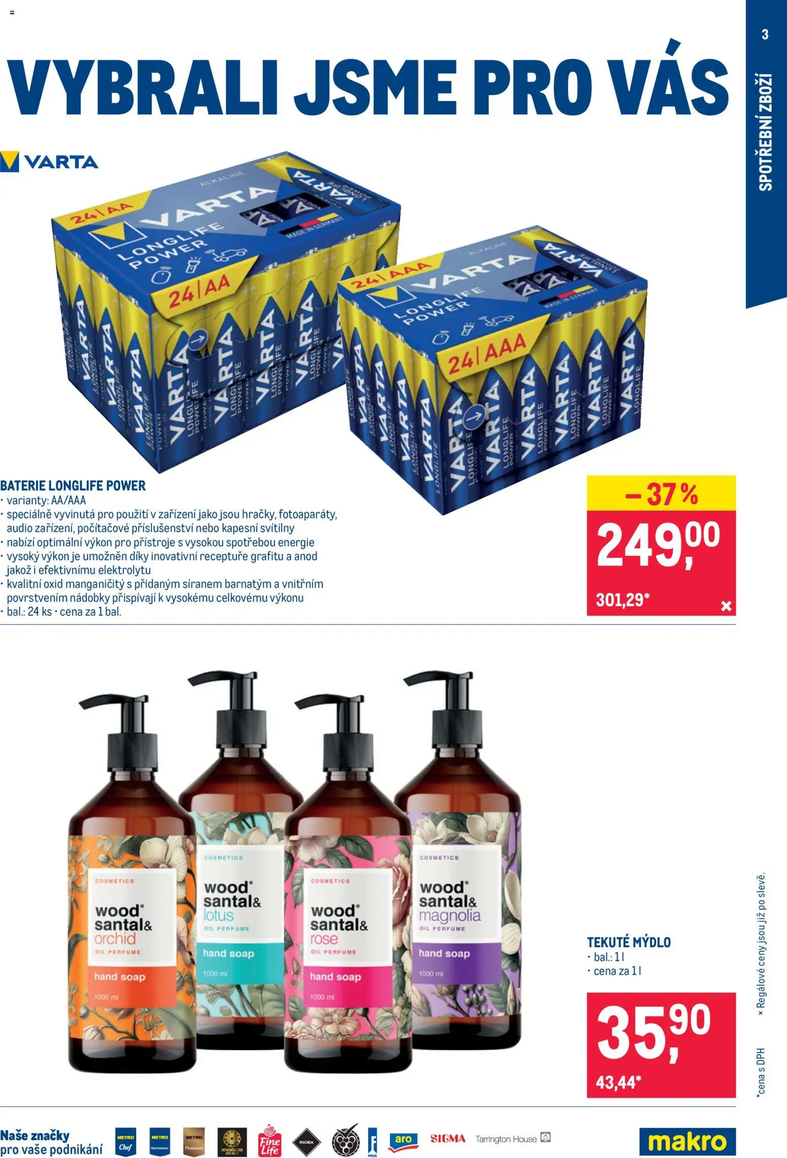 Makro leták - Nepotravinové zboží od 07.10.2026 | Strana: 3 | Produkty: Mýdlo, Audio, Baterie, Lotus