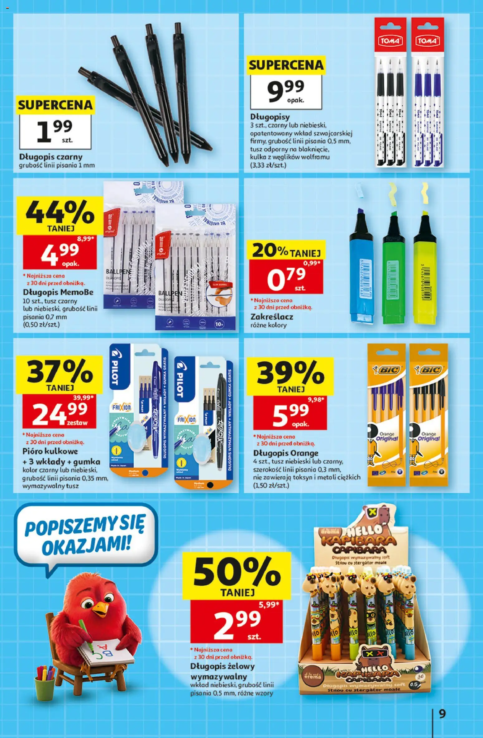Auchan gazetka - 30 Lat Hipermarket od 03.09.2026 | Strona: 9 | Produkty: Długopisy