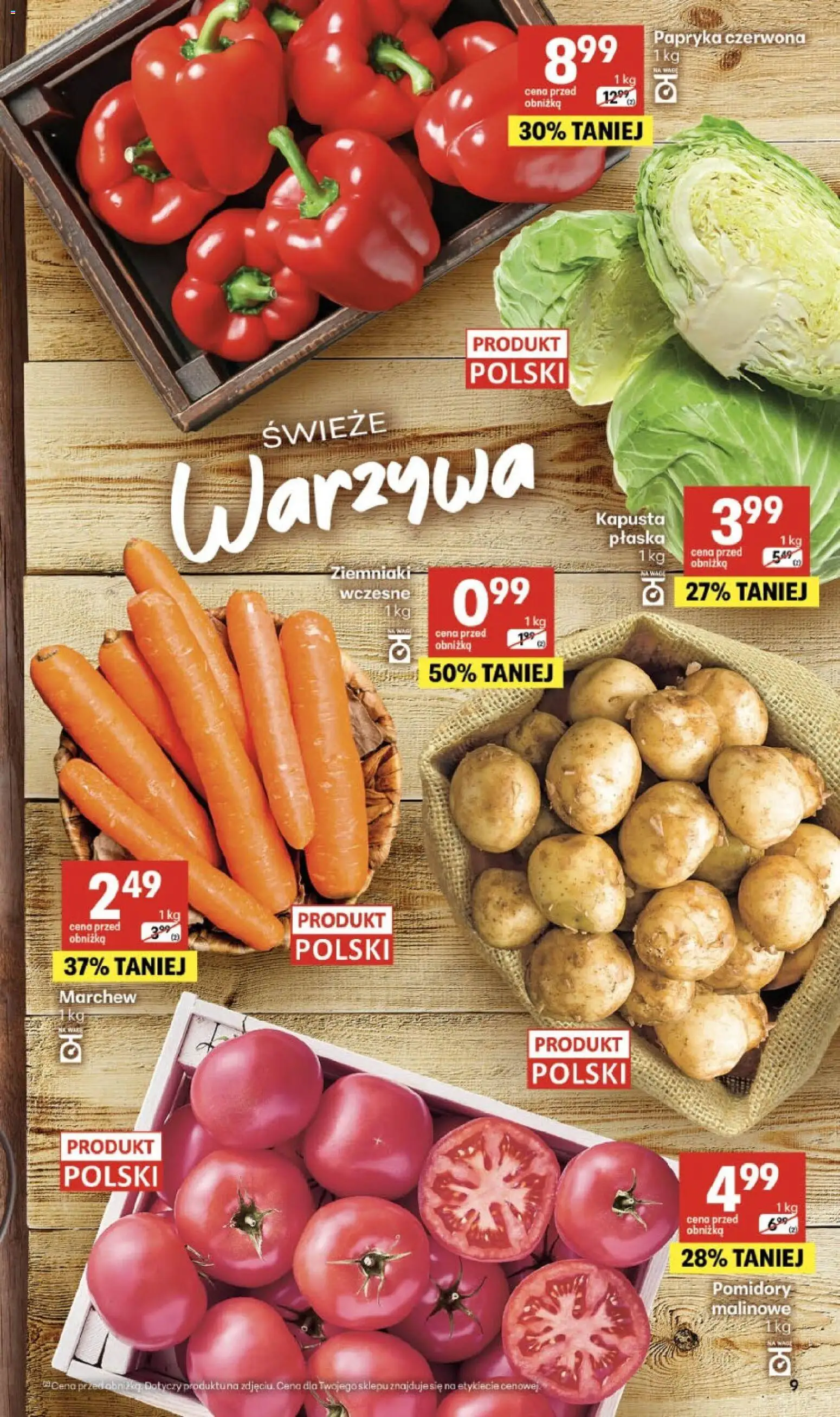 Delikatesy Centrum gazetka - Sklepy Własne od 23.07.2026 | Strona: 9 | Produkty: Papryka czerwona, Pomidory, Ziemniaki, Warzywa