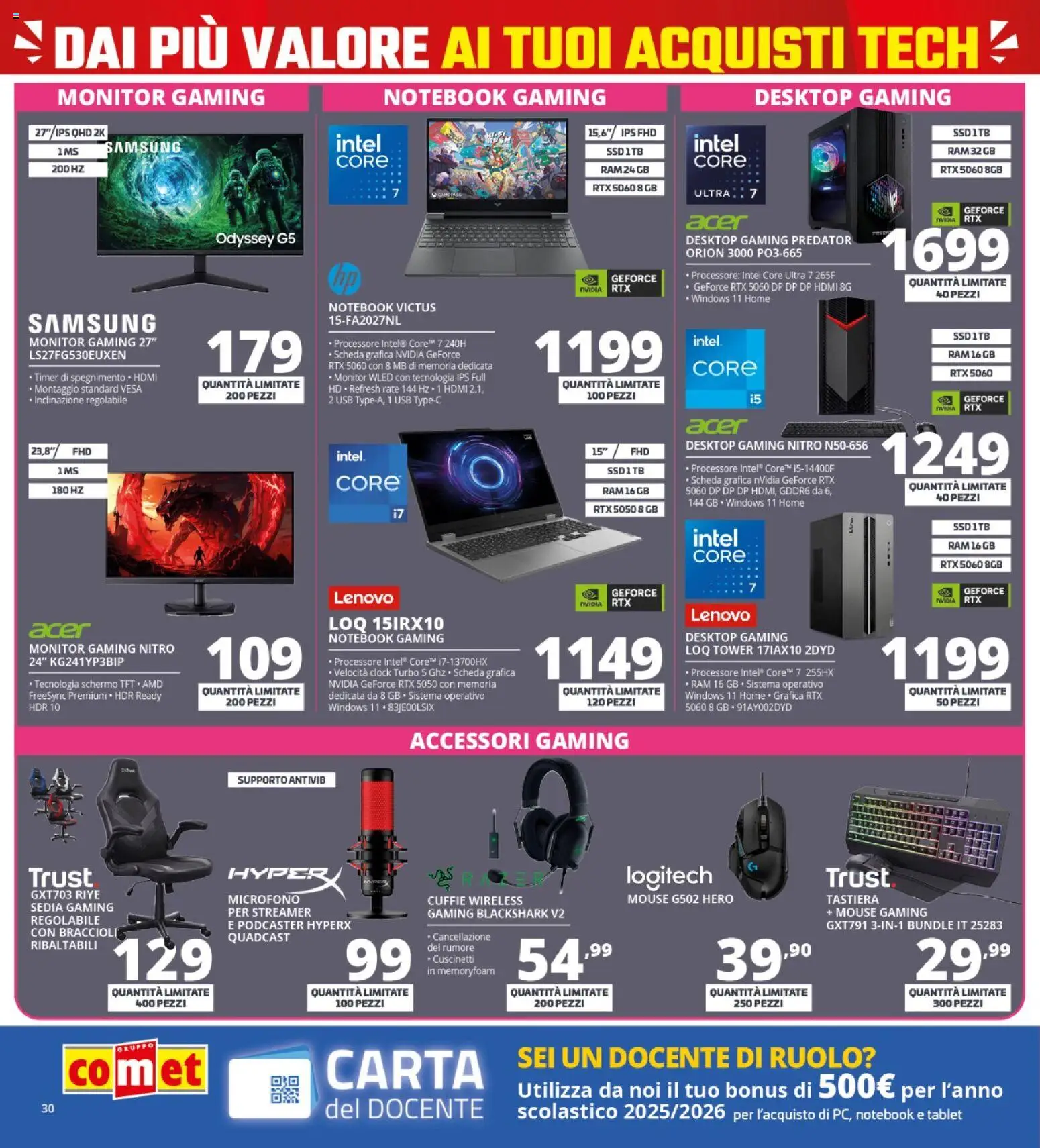 Volantino Comet del 05.03.2026 | Pagina: 30 | Prodotti: Monitor, Braccioli, Tastiera, Sedia