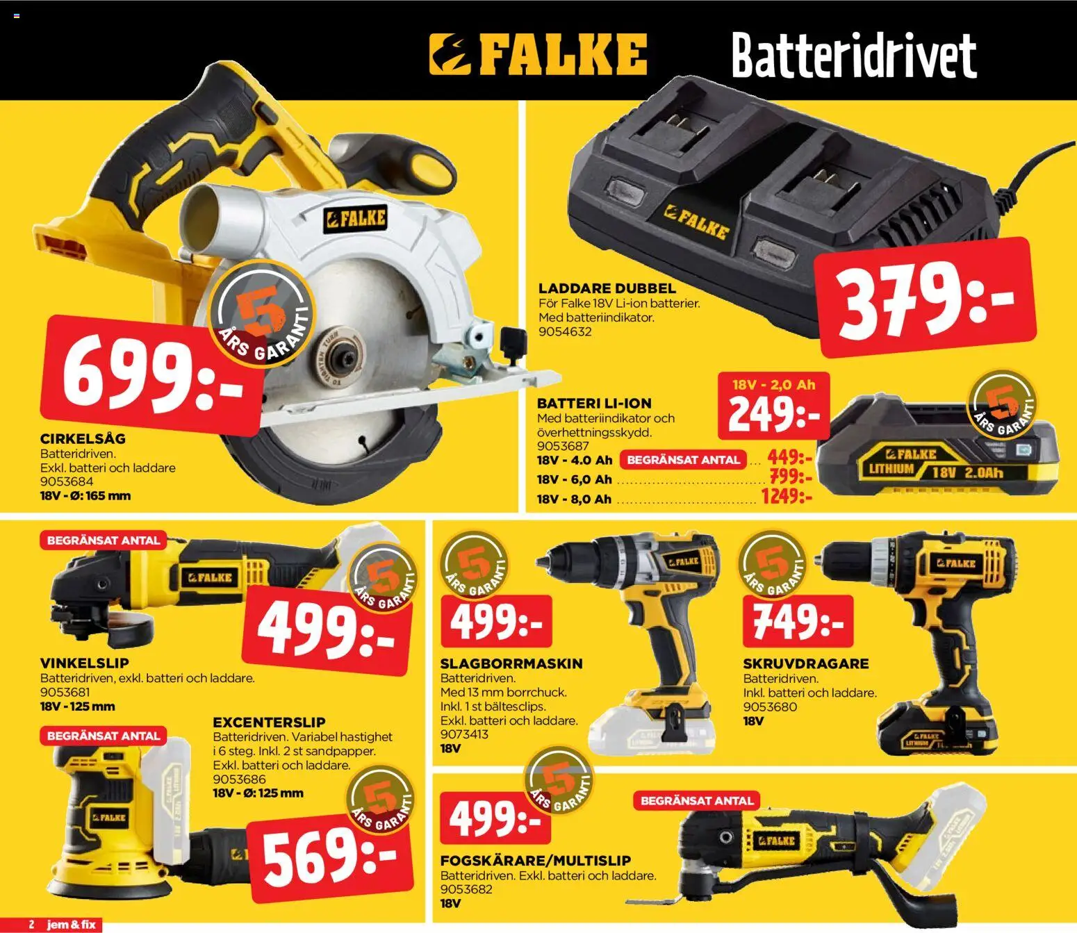 Jem & Fix reklamblad aktuell från 02/03/2026 | Sida: 2 | Produkter: Skruvdragare, Batteri, Slagborrmaskin, Laddare