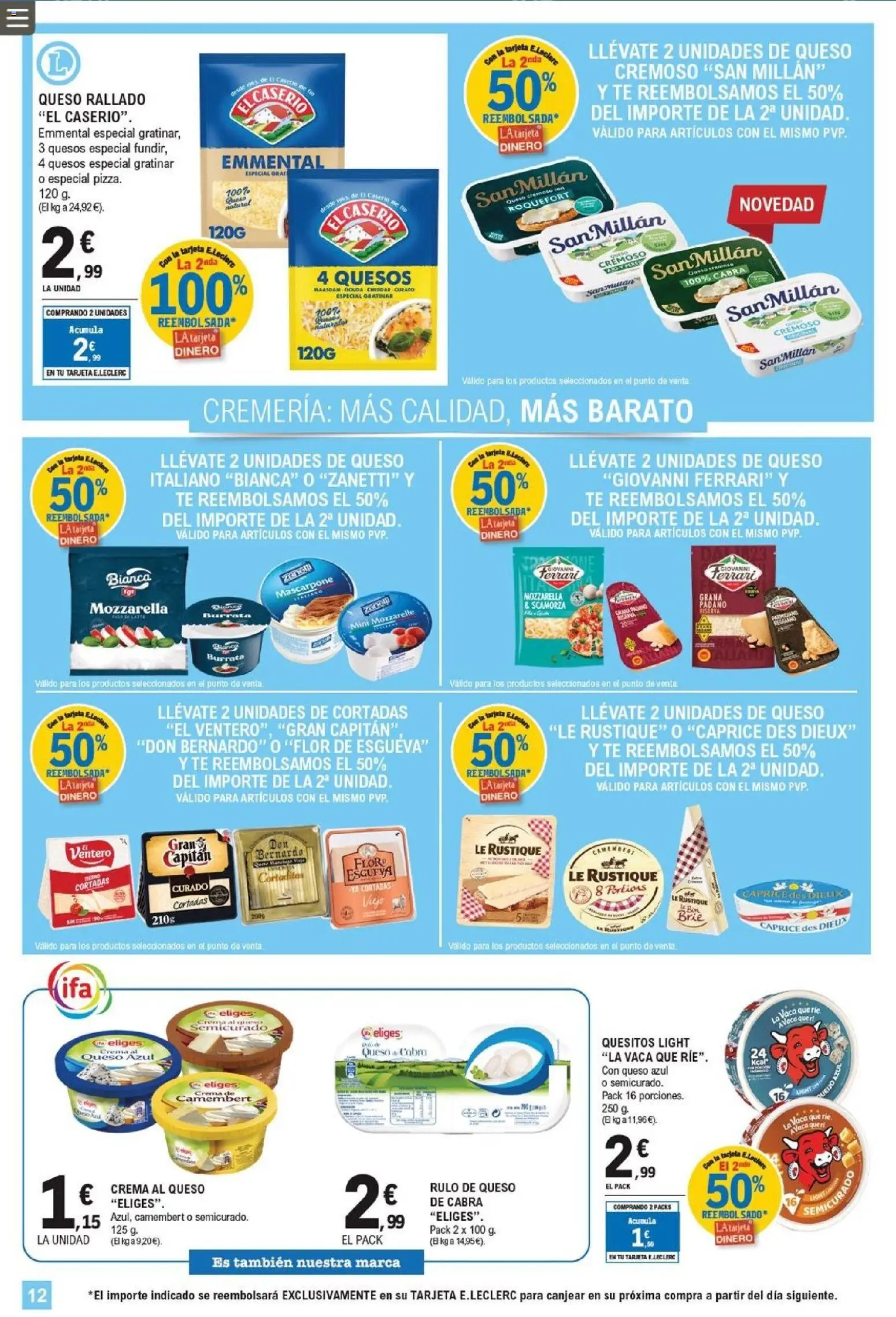 E.Leclerc folleto │ válido desde el 18.05.2026 | Página: 12 | Productos: Queso, Queso rallado, Crema, Té