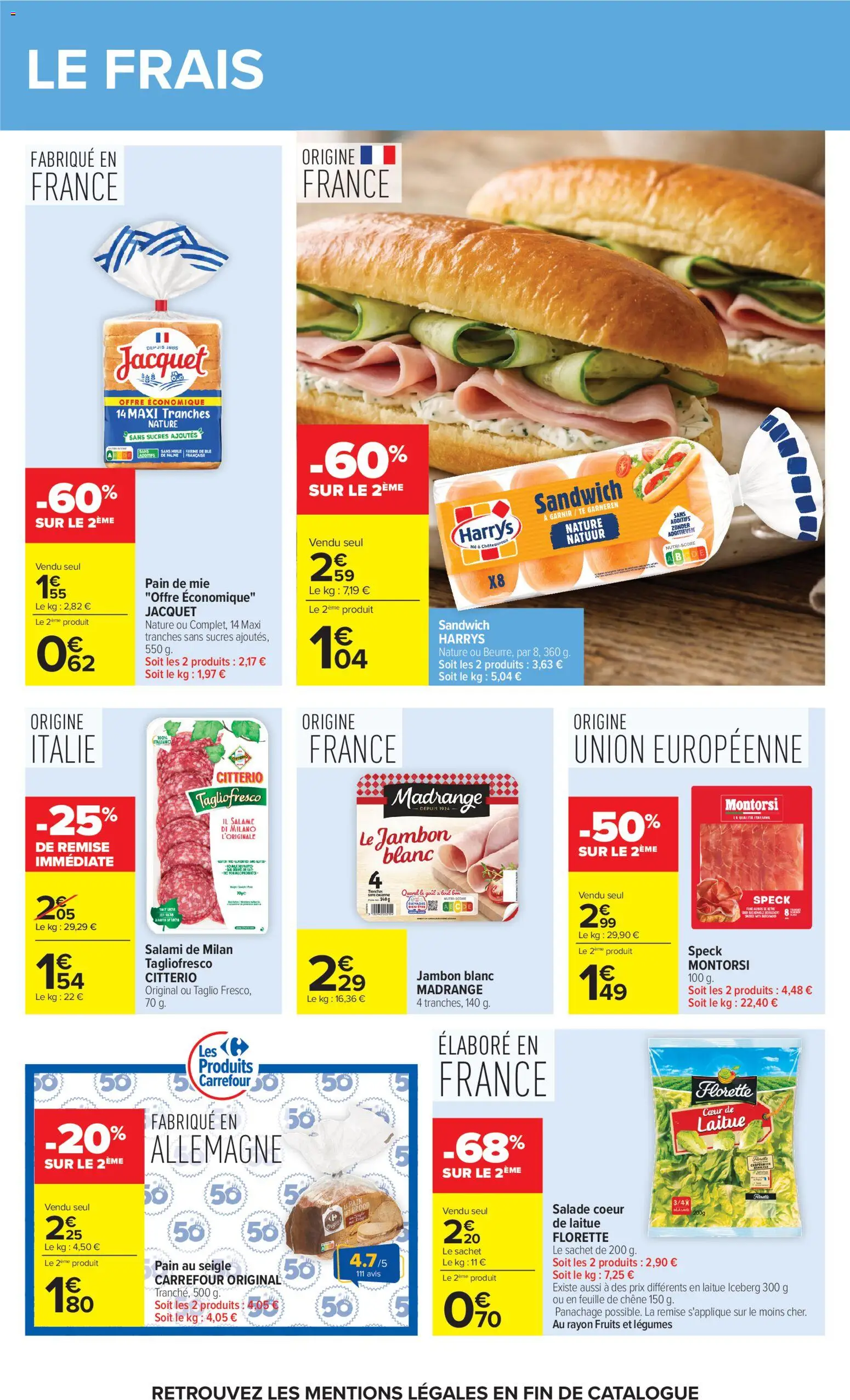 {H1} | Page: 33 | Produits: Salade, Sandwich, Jambon blanc, Huile