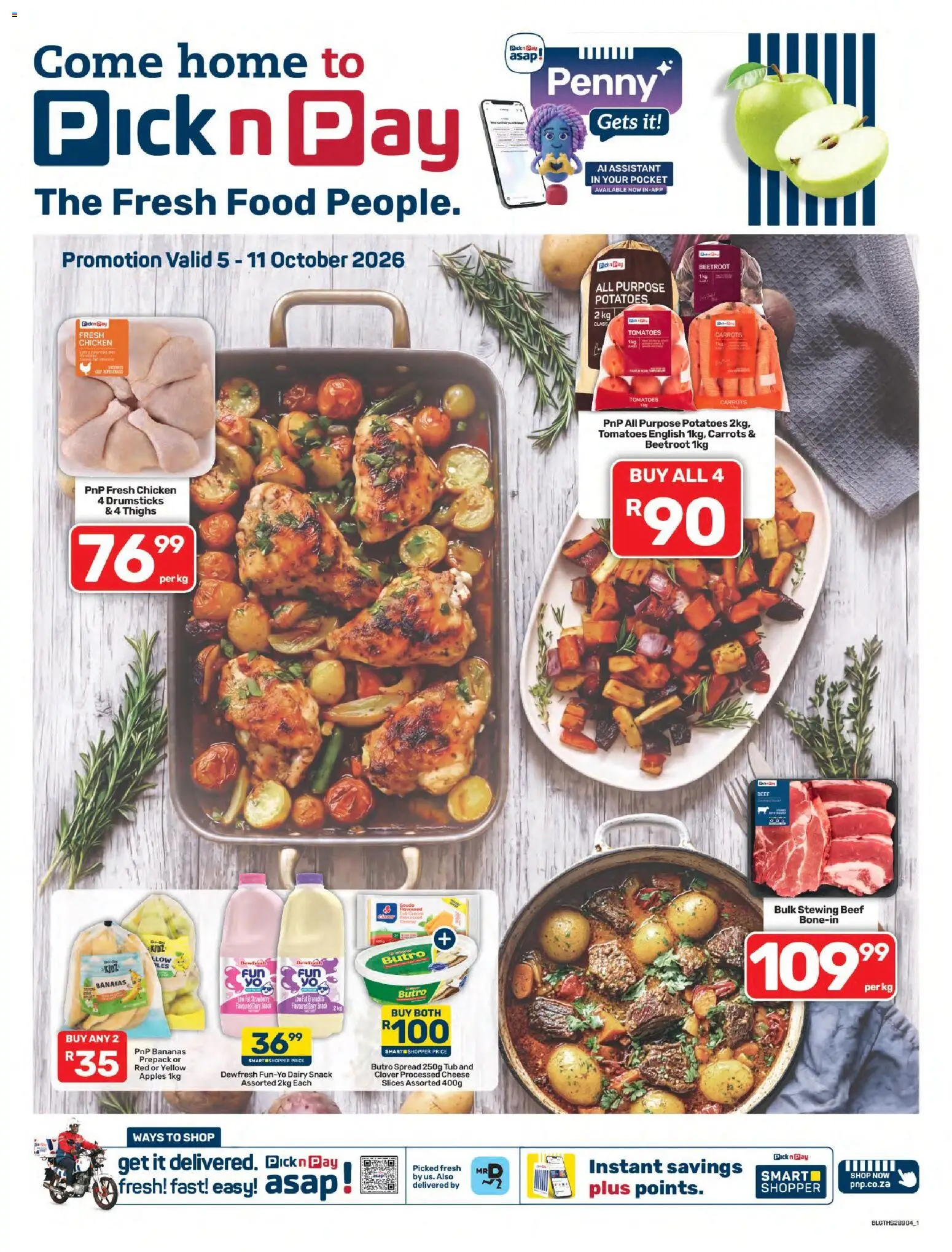 New Pick n Pay catalogue – valid from 05/10/2026 | Page: 1 | Products: Tomatoes, Thighs, Beef, Carrots