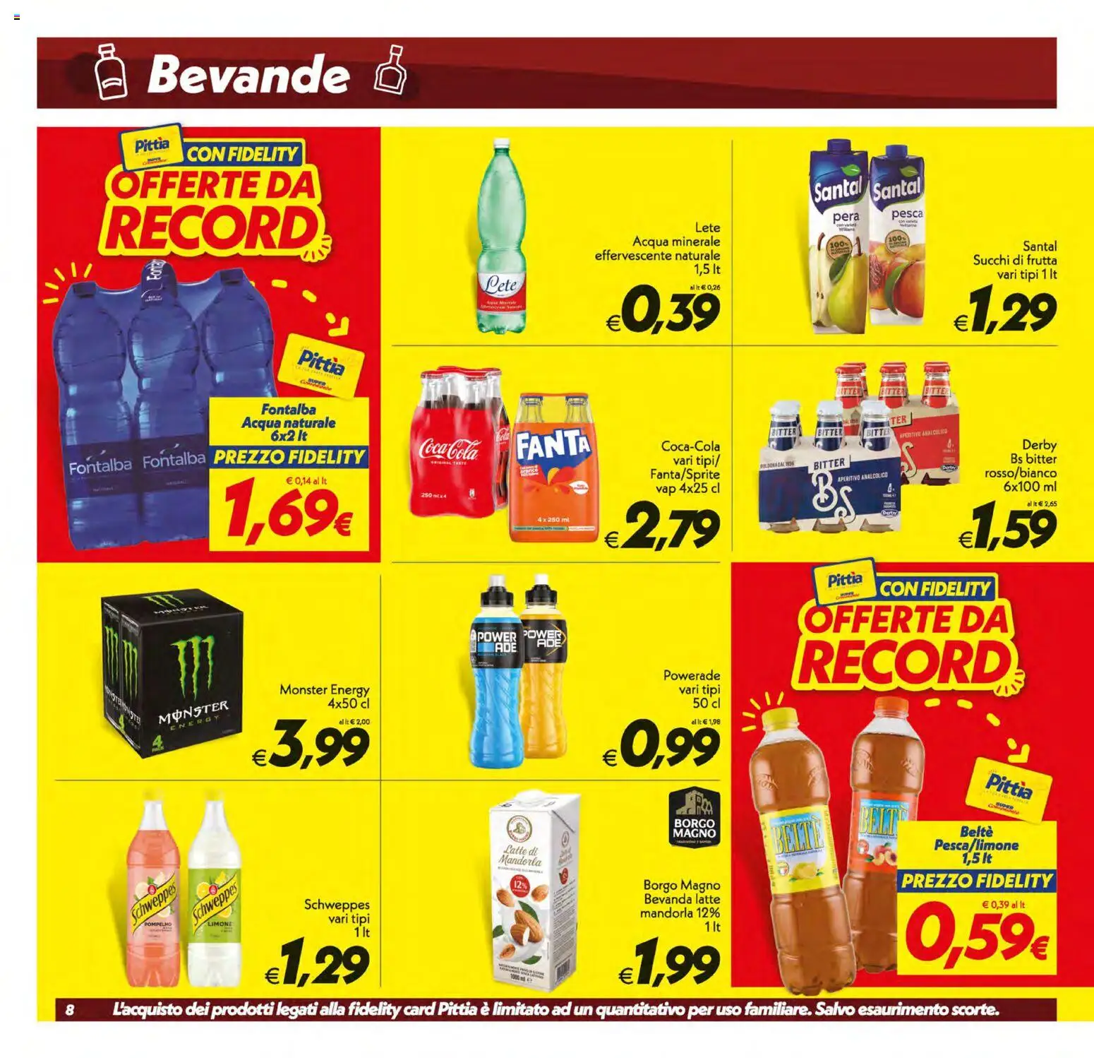 Volantino SuperConveniente del 21/08/2026 | Pagina: 8 | Prodotti: Mandorla, Latte, Pesca, Coca Cola