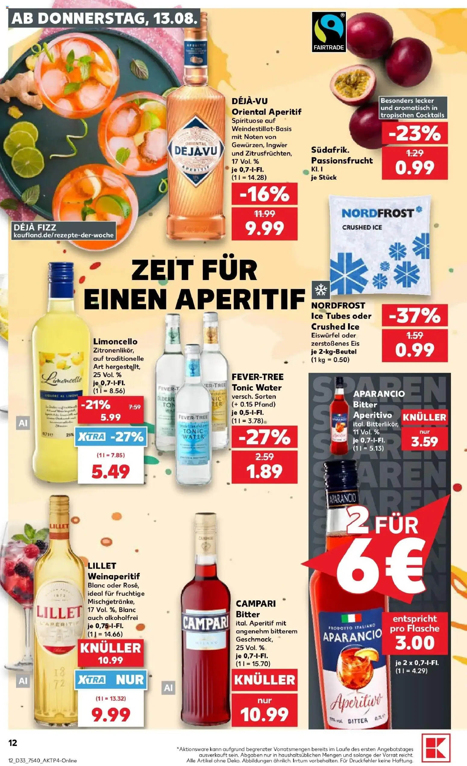 Prospekt Kaufland ab 13.08.2026 » Angebote Online zum Blättern | Seite: 12 | Produkte: Campari, Lillet, Limoncello, Eis