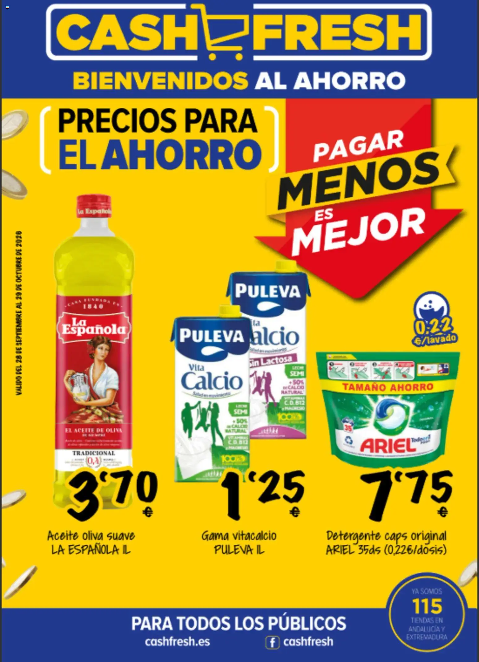 Cash Fresh folleto │ válido desde el 28/09/2026 | Página: 1 | Productos: Detergente, Leche, Aceite, Aceite de oliva