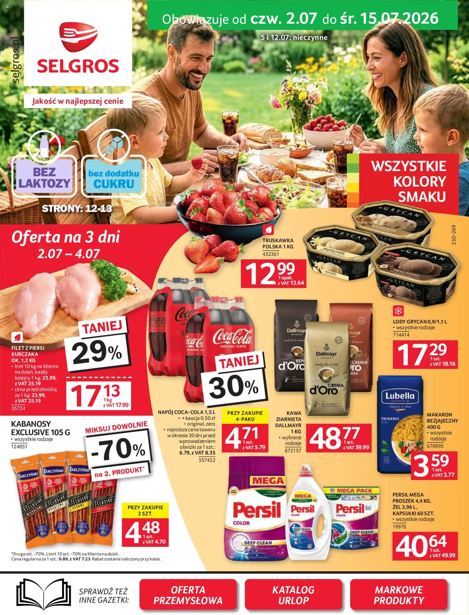 Selgros cash&carry gazetka od 02.07.2026 | Strona: 1 | Produkty: Piersi, Persil, Makaron, Lody