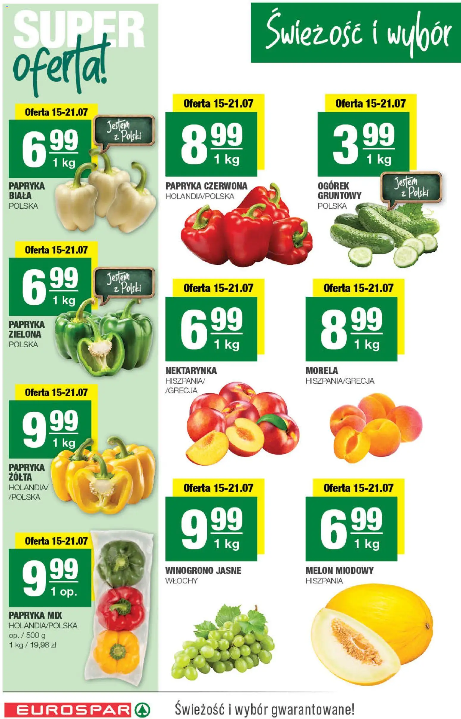 Spar gazetka - Eurospar od 15.07.2026 | Strona: 2 | Produkty: Nektarynka, Melon, Papryka, Papryka czerwona