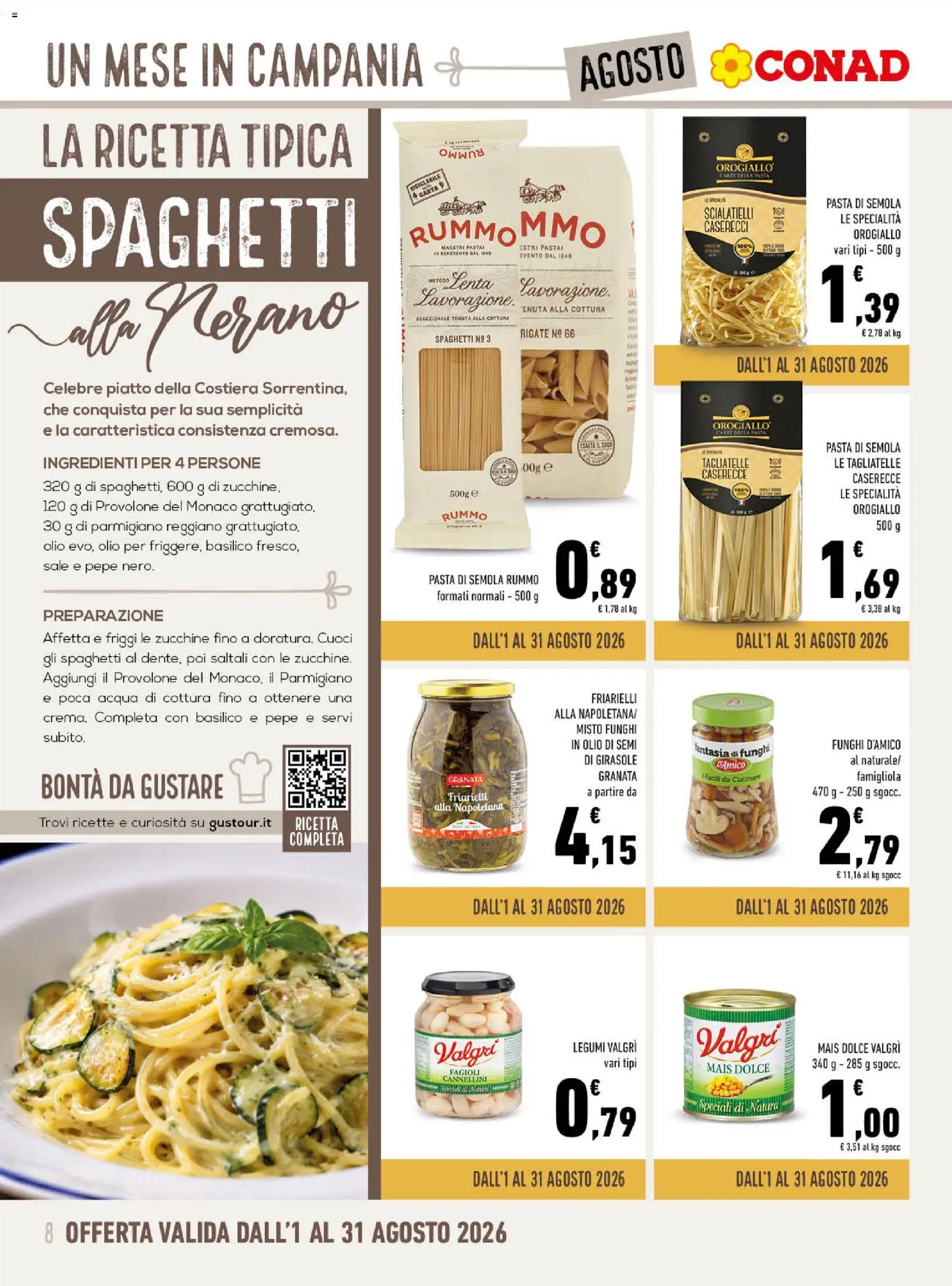 Volantino Conad del 01/08/2026 | Pagina: 8 | Prodotti: Provolone, Pasta, Funghi, Olio di semi di girasole