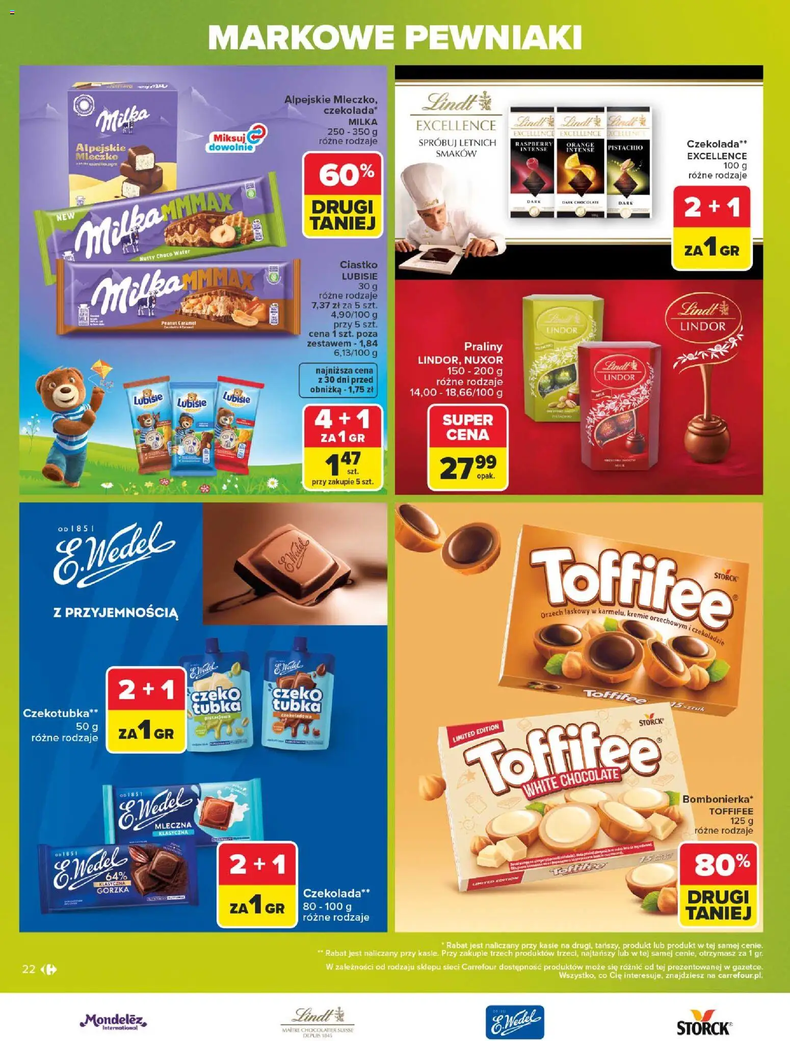 Carrefour gazetka - Markowe pewniaki od 20.07.2026 | Strona: 22 | Produkty: Czekoladowa, Bombonierka, Czekolada milka, Toffifee