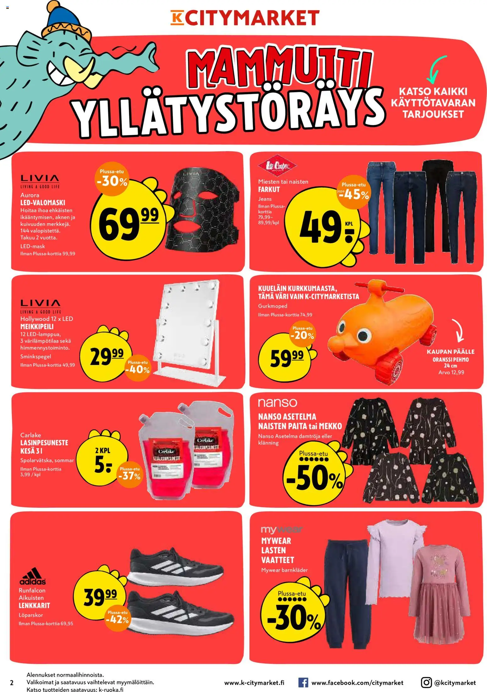 K-Citymarket tarjoukset – voimassa 13/08/2026 alkaen | Sivu: 2 | Tuotteet: Meikkipeili, Paita, Mekko, Lasinpesuneste