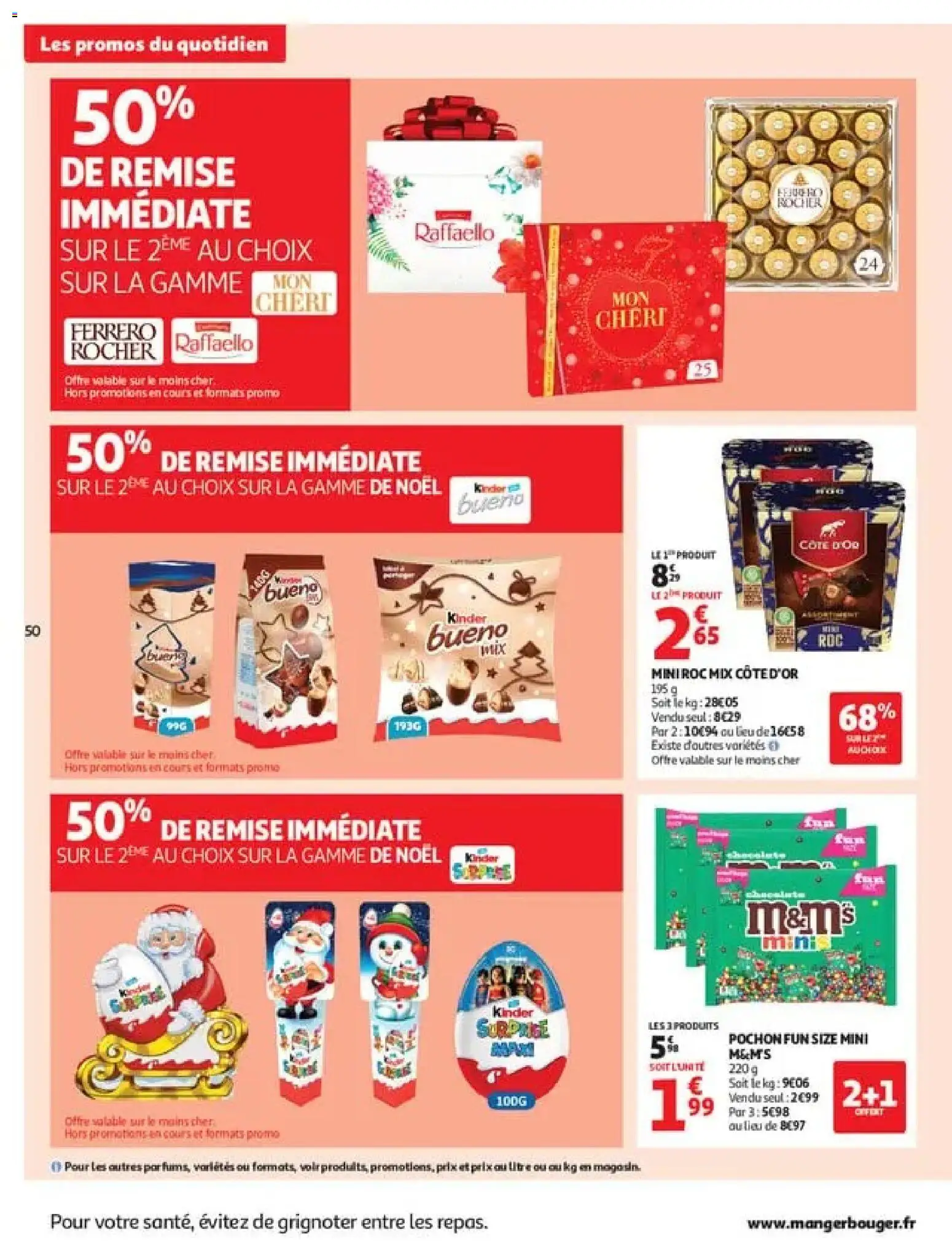 {H1} | Page: 50 | Produits: Raffaello, Kinder Bueno, M&M's, Mon Chéri