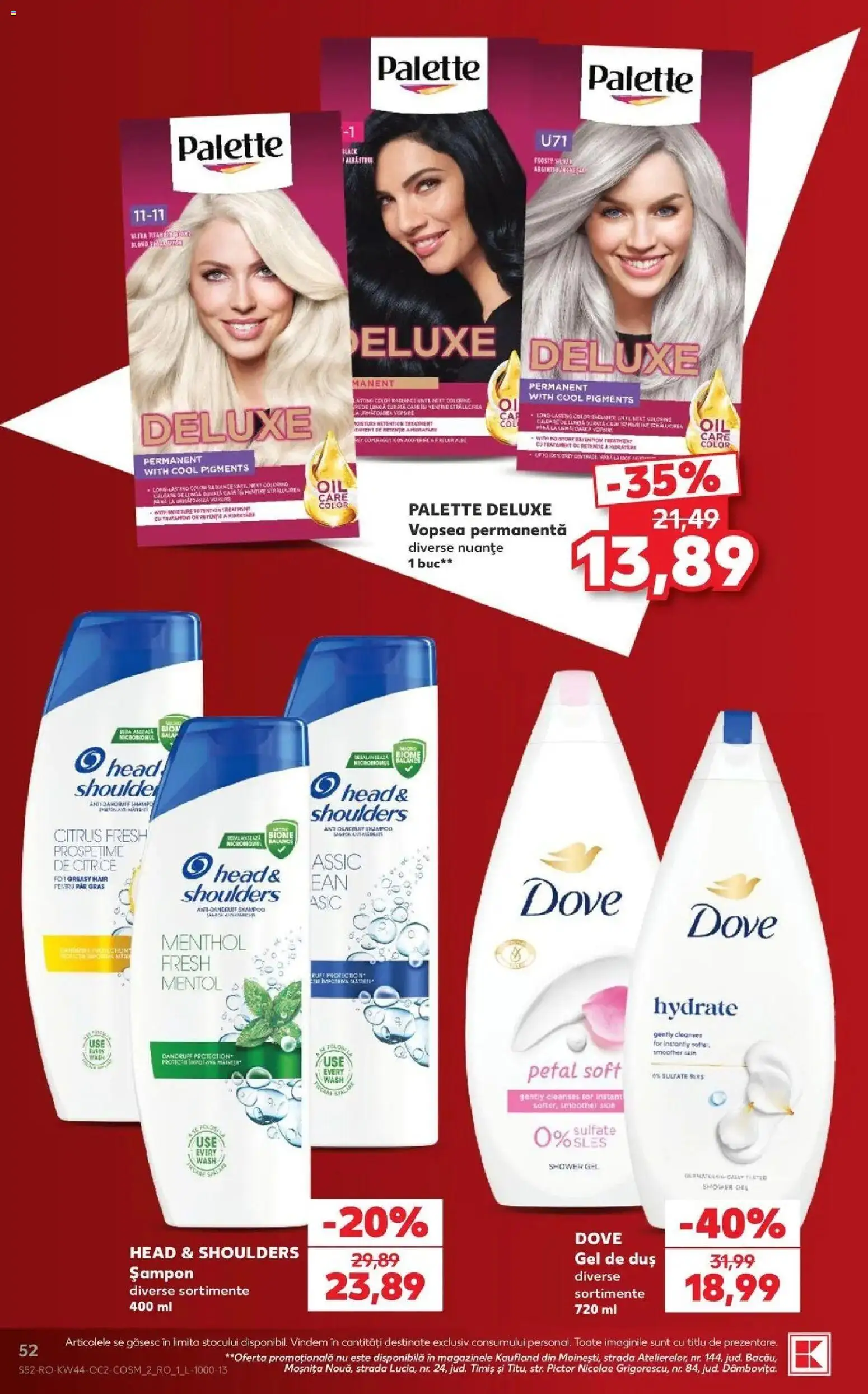 Kaufland Iași 28.10.2026 - Revista si Oferta | Pagină: 52 | Produse: Vopsea, Duș, Șampon, Gel de duș