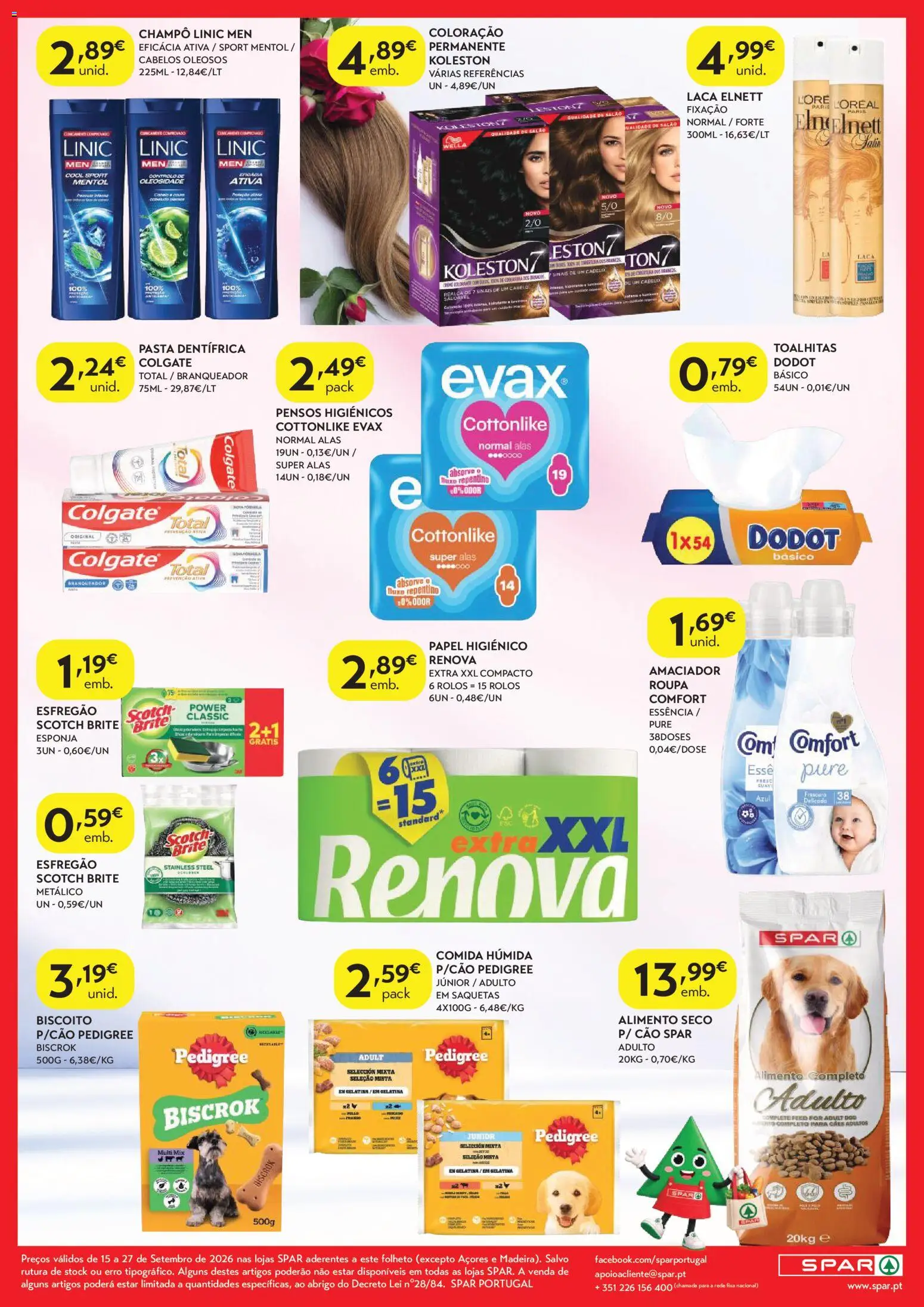 Spar - folheto │ válido de 15/09/2026 | Página: 8 | Produtos: Esfregão, Papel higiénico, Pensos higiénicos, Champô