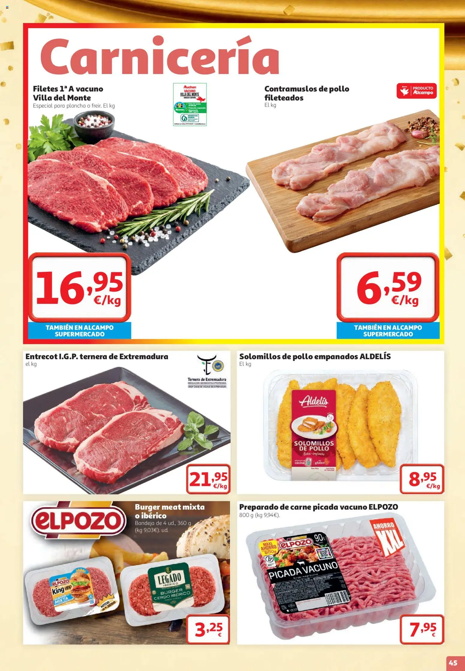 Alcampo folleto Fuenlabrada │ válido desde el 22/10/2026 | Página: 45 | Productos: Entrecot, Bandeja, Carne, Pollo