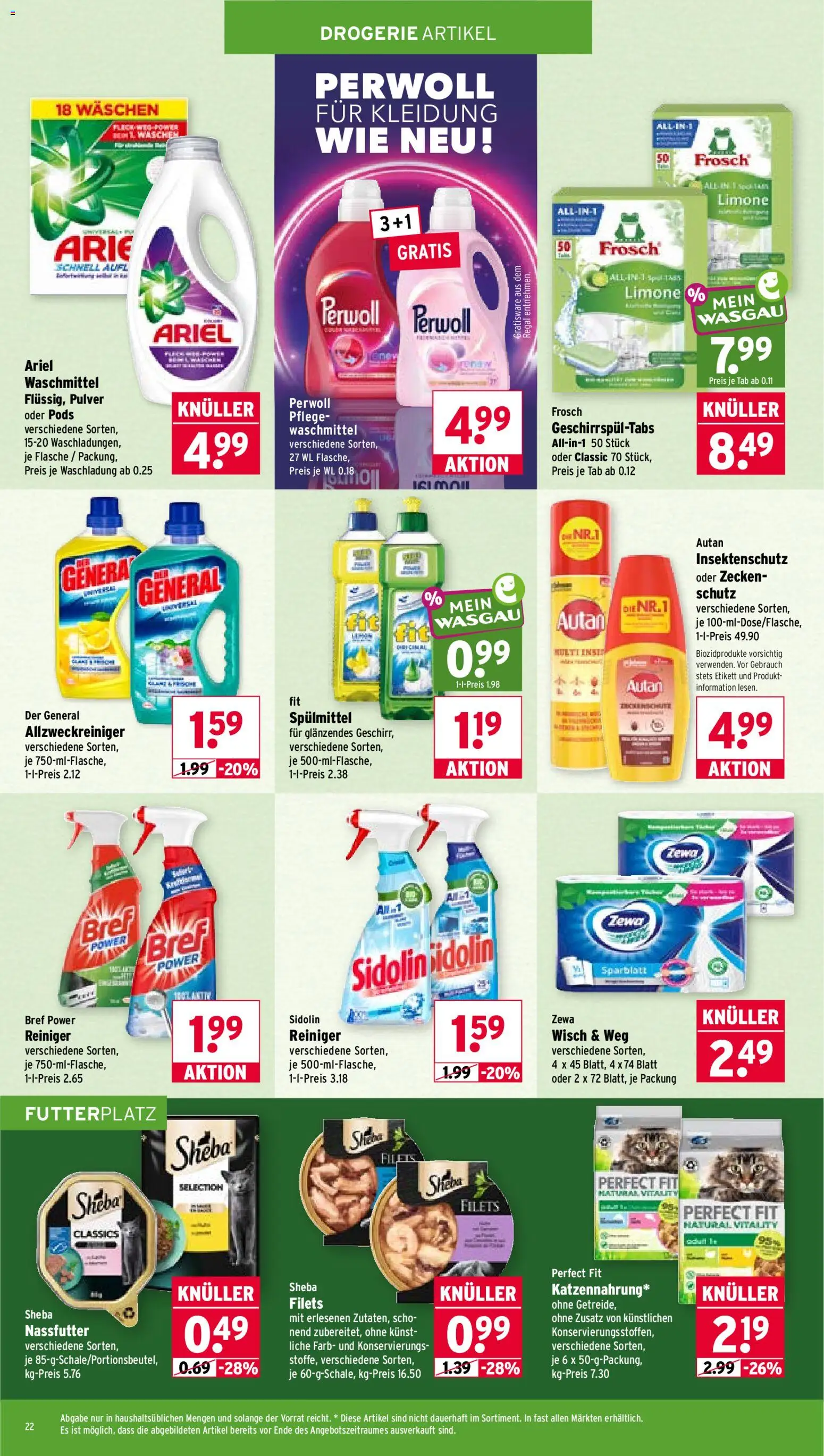 Wasgau Prospekt – gültig ab 10.08.2026 | Seite: 22 | Produkte: Ariel, Regal, Zewa, Waschmittel