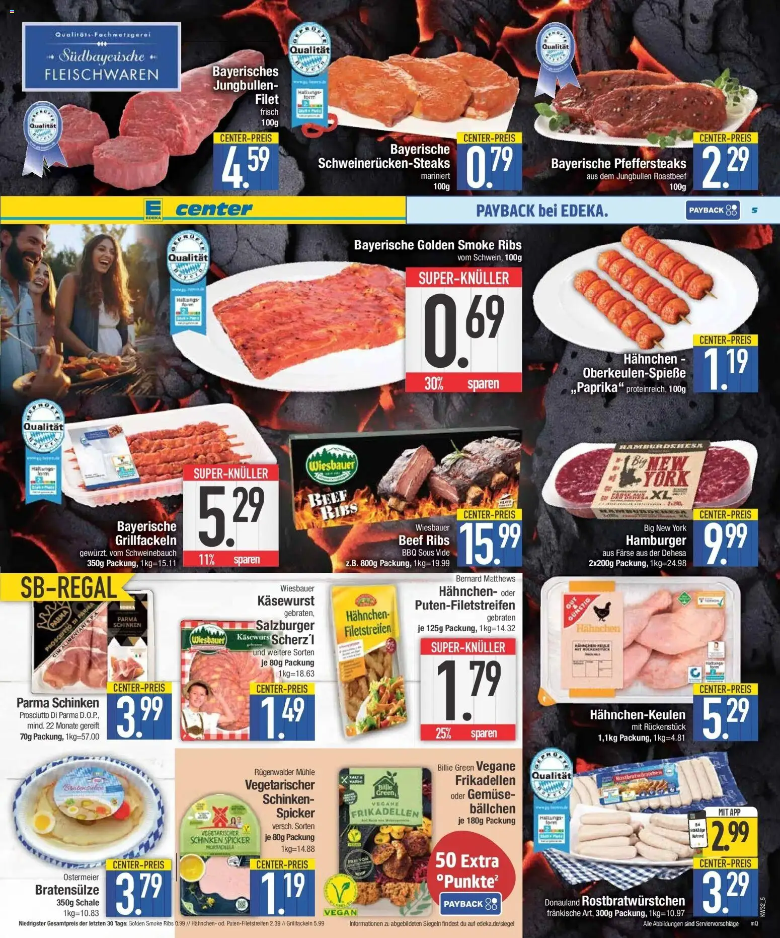 E center Prospekt Weißenburg | Seite: 5 | Produkte: Hahnchen, Schweinebauch, Gemüse, Schinken