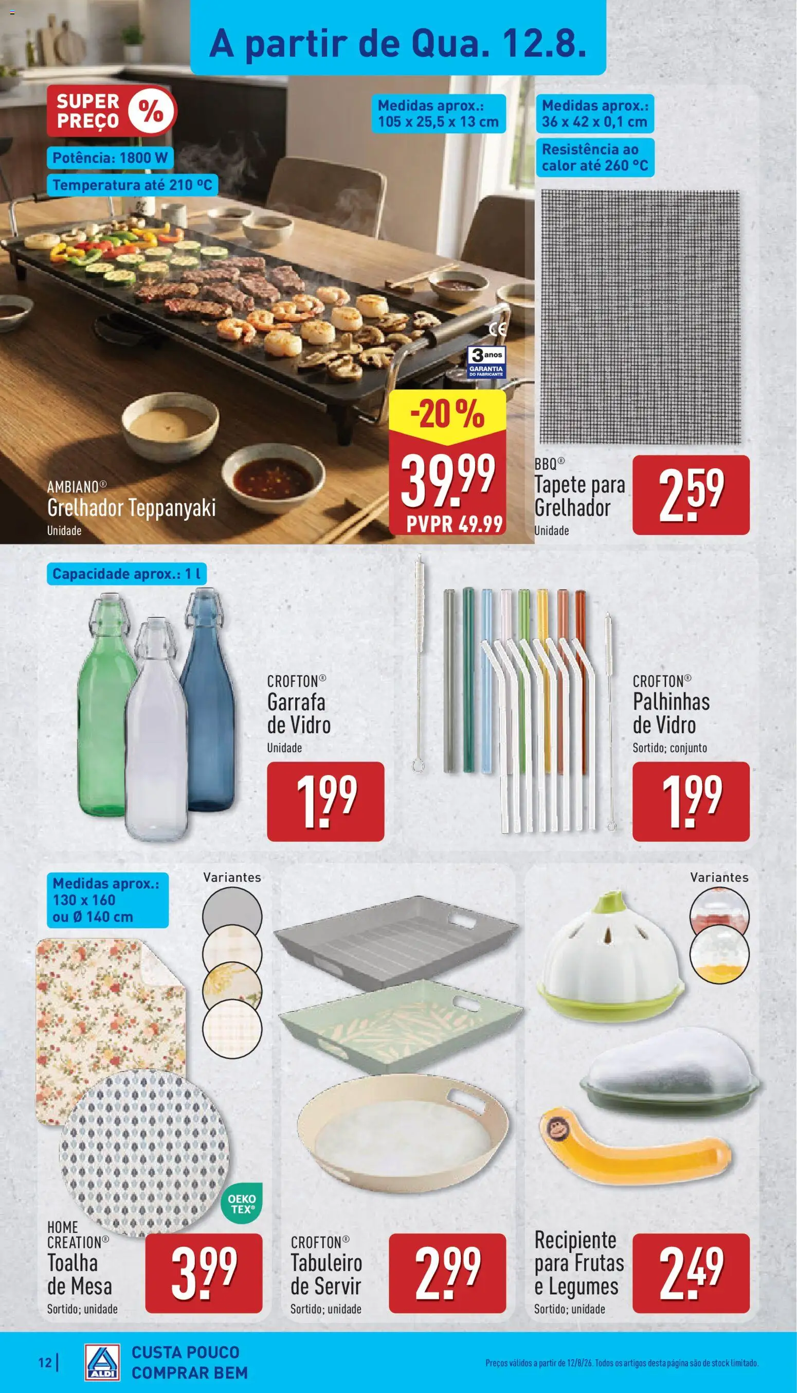 Aldi folheto │ válido de 10/08/2026 | Página: 12 | Produtos: Mesa, Tapete, Toalha de mesa