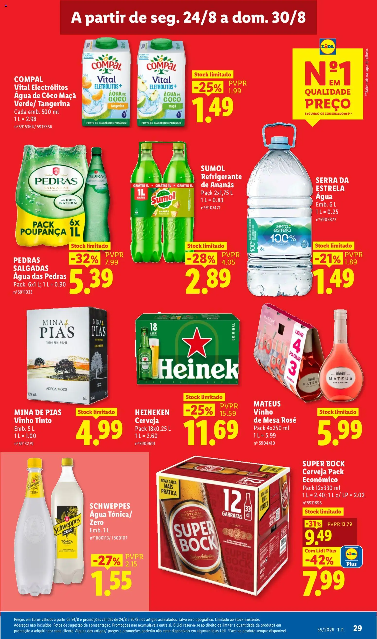 Lidl folheto │ válido de 24/08/2026 | Página: 29 | Produtos: Agua, Vinho, Cerveja, Coco