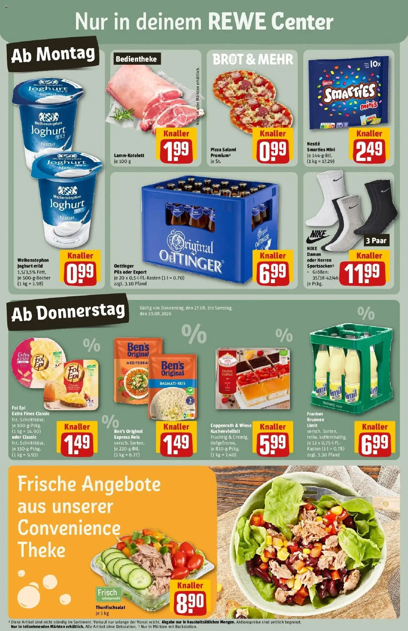 REWE Prospekt ab 24.08.2026 zum Blättern » Angebote | Seite: 3 | Produkte: Joghurt, Theke, Smarties, Kuchen
