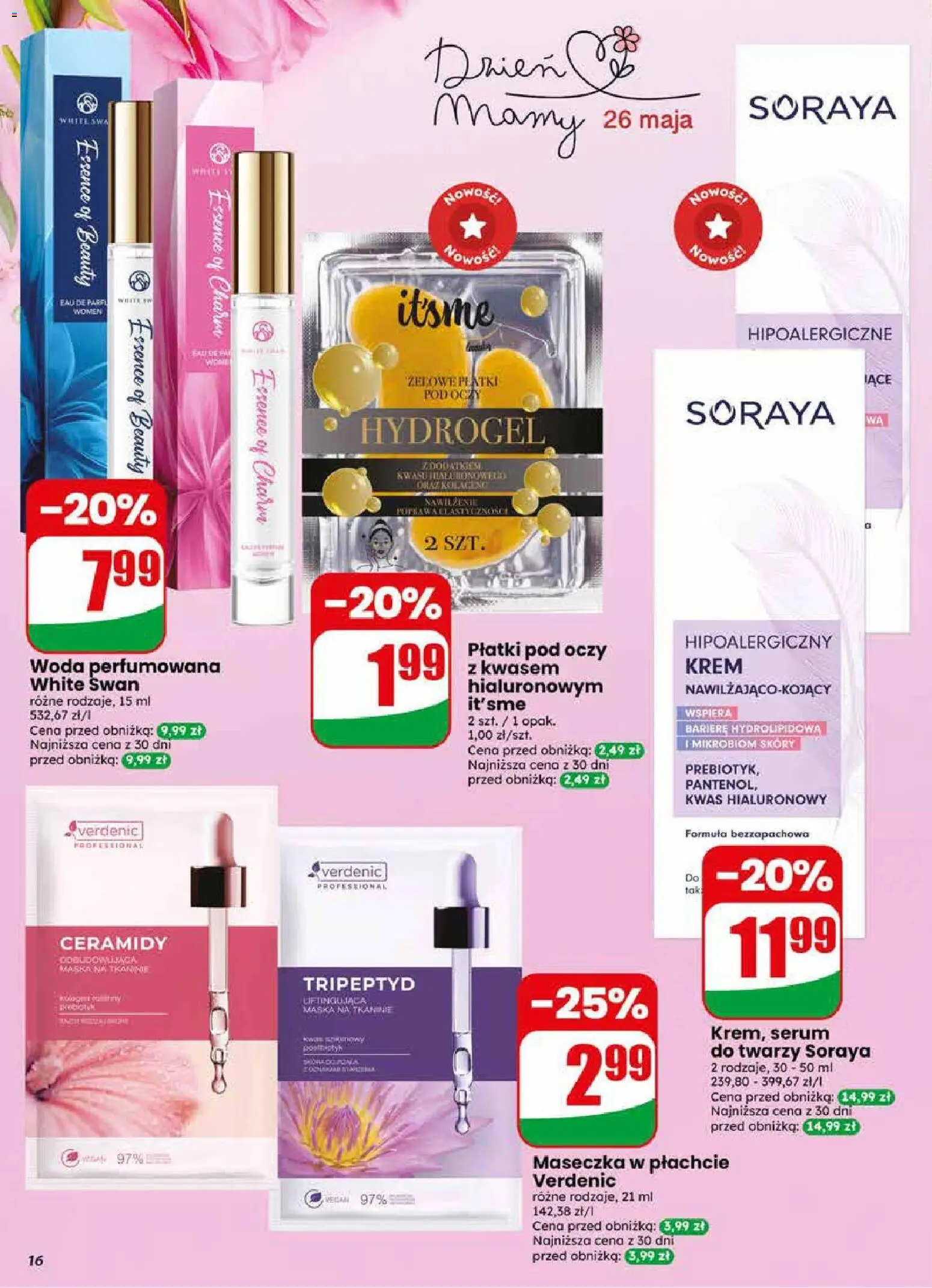 Dino gazetka od 20.05.2026 | Strona: 16 | Produkty: Maseczka w płachcie, Płatki, Krem, Serum do twarzy