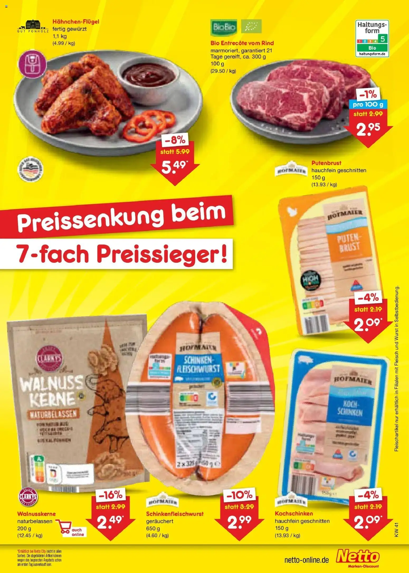 Netto Marken-Discount Prospekt Bielefeld (ab 05.10.2026) » Angebote | Seite: 23 | Produkte: Entrecote, Wurst, Schinken, Fleisch