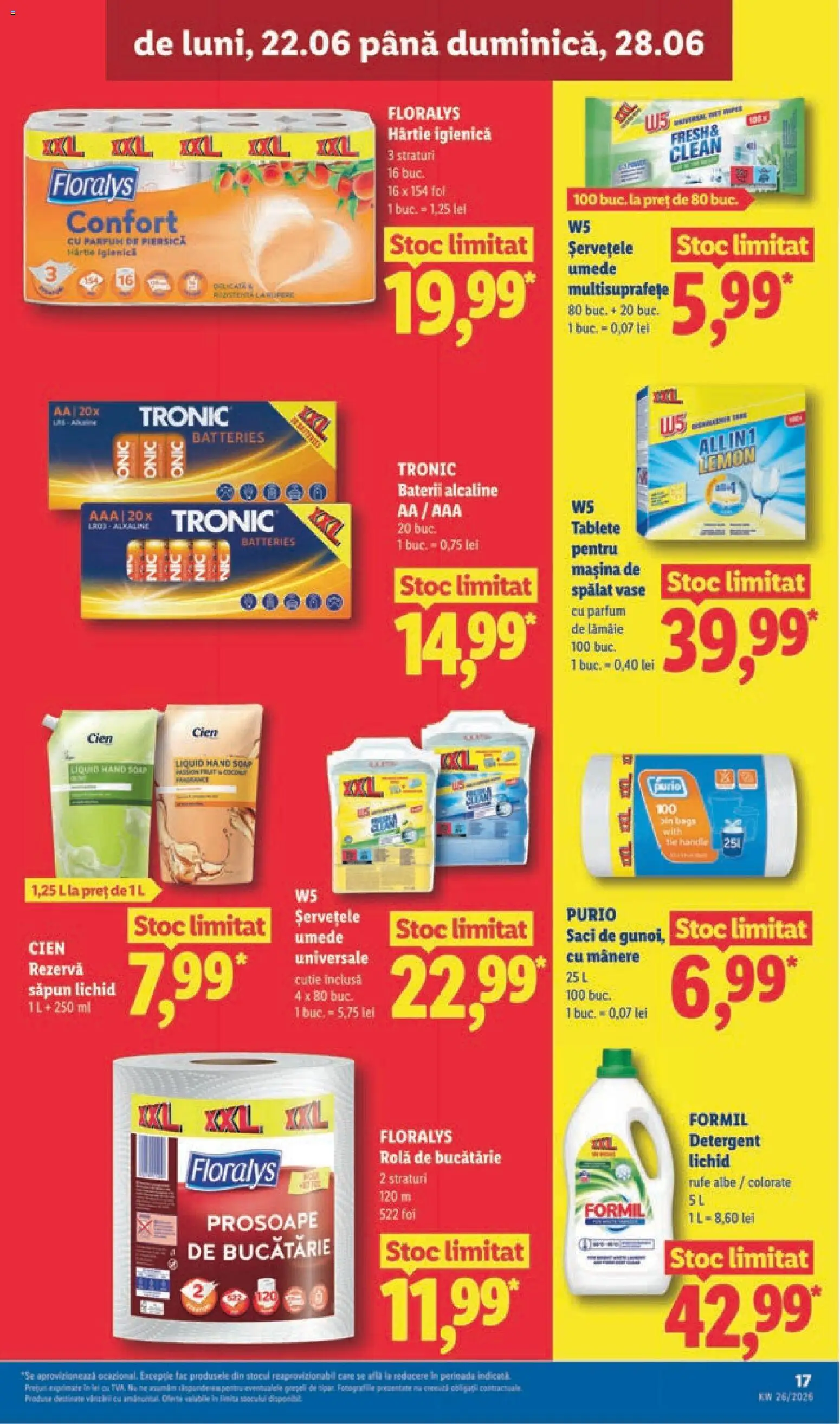 Noul catalog Lidl – valabil de la 22.06.2026 | Pagină: 17 | Produse: Piersică, Mașină De Spălat Vase, Baterii, Rezervă săpun