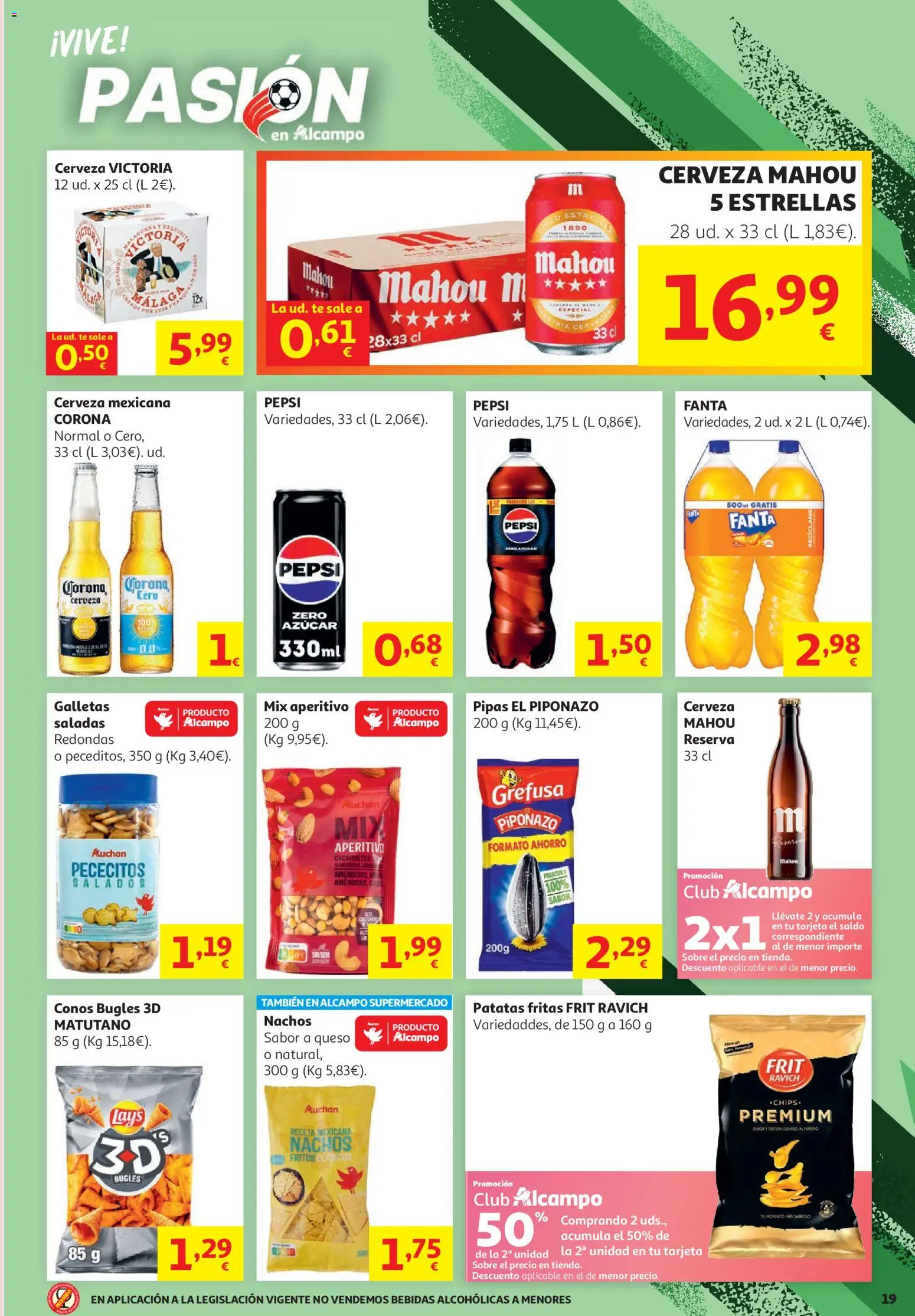 Alcampo - HG Unico │ válido desde el 16.06.2026 | Página: 19 | Productos: Καλτσάκια μισά, Queso, Cerveza, Té
