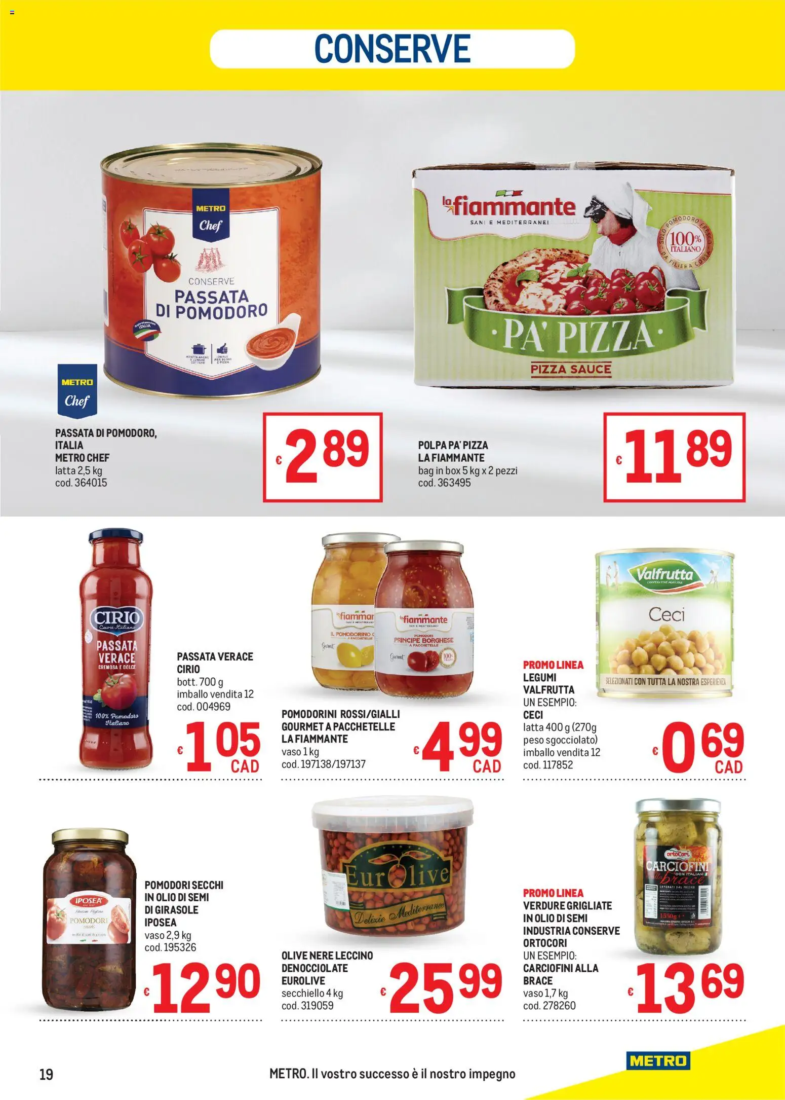 Volantino Metro del 10/09/2026 | Pagina: 19 | Prodotti: Pizza, Pomodori, Passata di pomodoro, Vaso