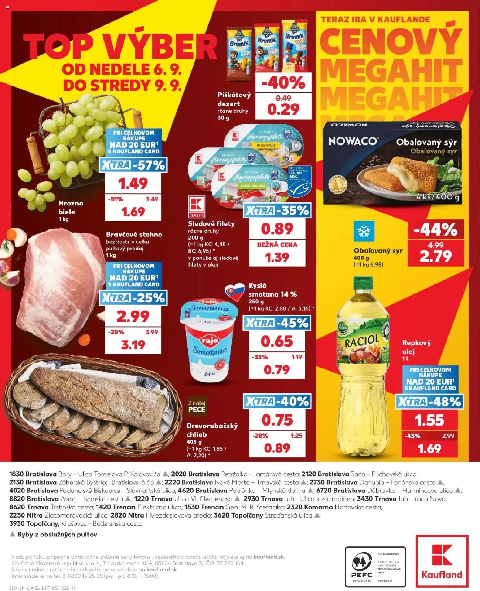 Nové Kaufland akcie – leták je platný od 03.09.2026 | Strana: 80 | Produkty: Chlieb, Obaľovaný syr, Dezert, Hrozno