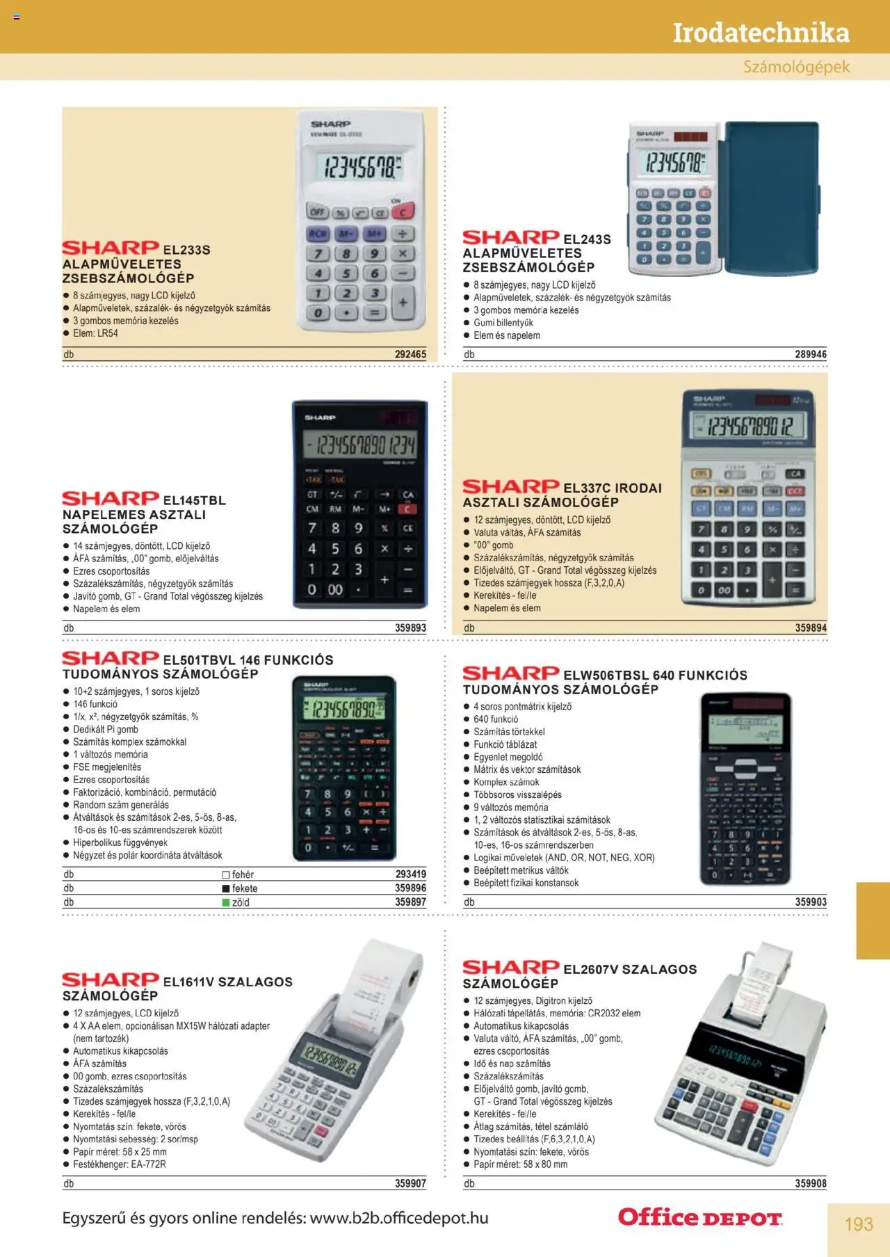 Office Depot akciós ujság - amely érvényes a következő dátumtól: 2025.04.10. | Oldal: 193 | Termékek: Adapter, Számológép, Elem, Kijelző