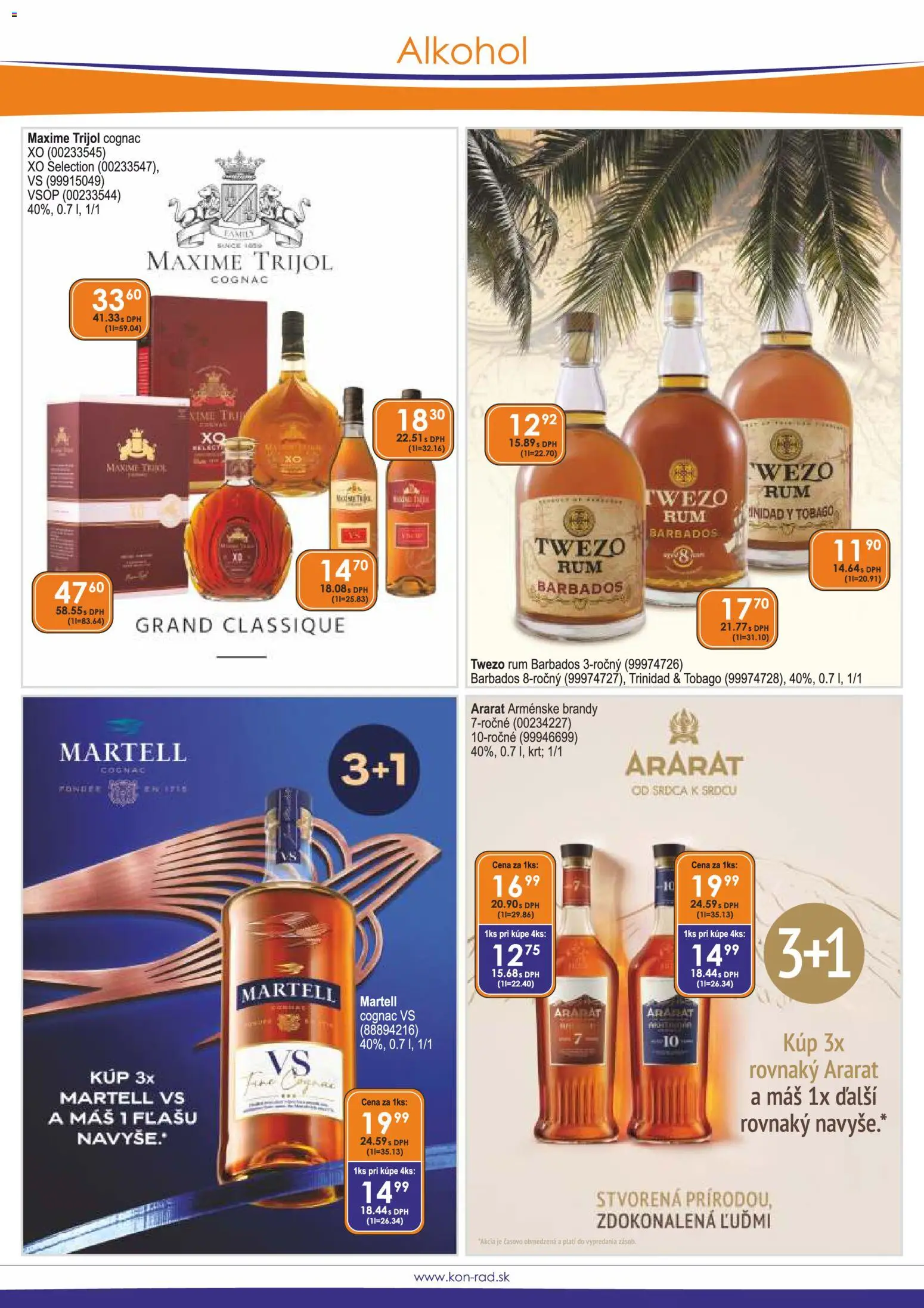 Nové KON - RAD akcie – leták je platný od 01.11.2026 | Strana: 14 | Produkty: Brandy, Alkohol, Ararat, Rum