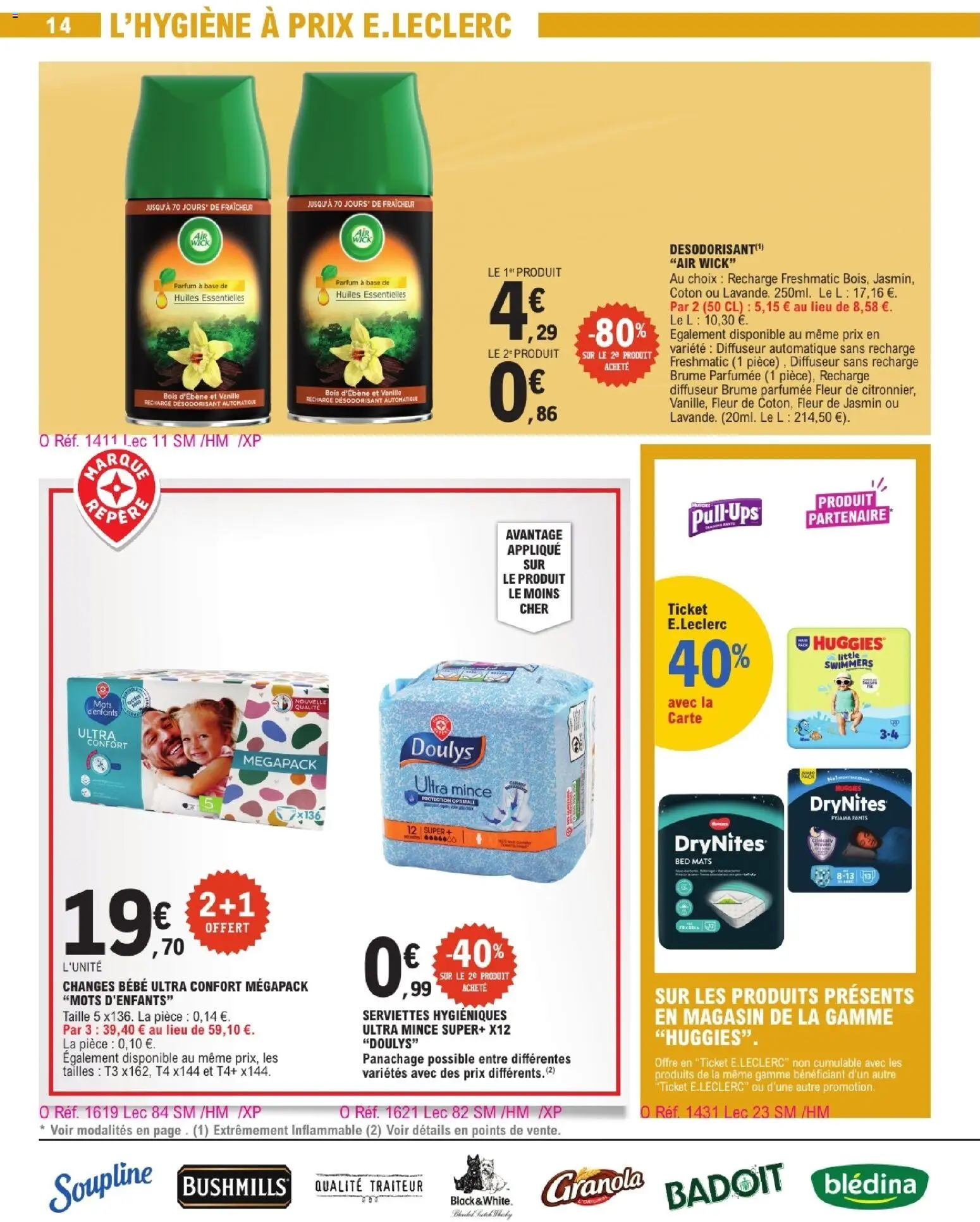 {H1} | Page: 14 | Produits: Coton, Diffuseur, Serviettes hygiéniques, Serviettes