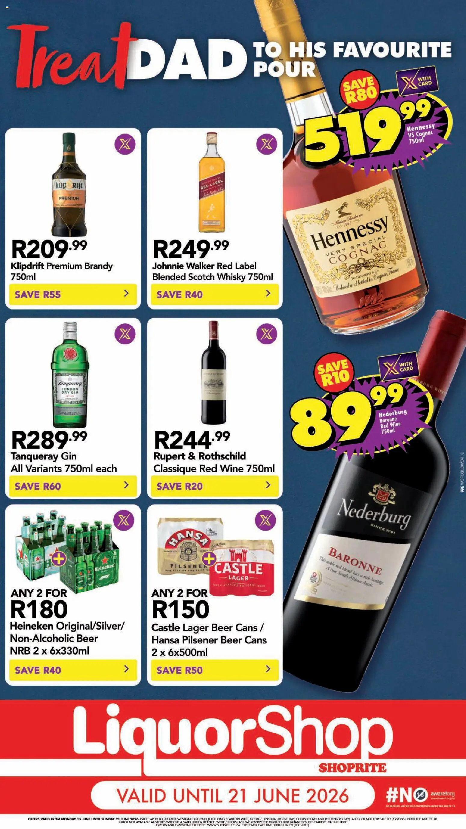 New Shoprite catalogue – valid from 15.06.2026 | Page: 5 | Products: Brandy, Wine, Beer, Ensalada de quino