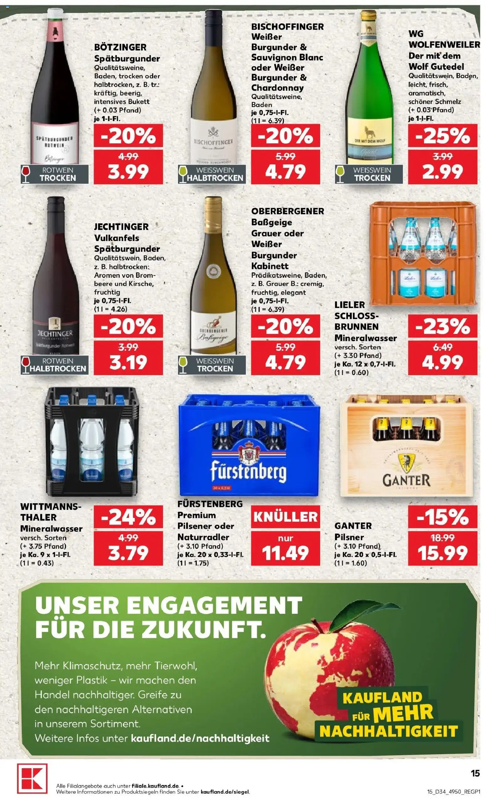 Prospekt Kaufland ab 20.08.2026 » Angebote Online zum Blättern | Seite: 15 | Produkte: Weißwein, Rotwein, Mineralwasser
