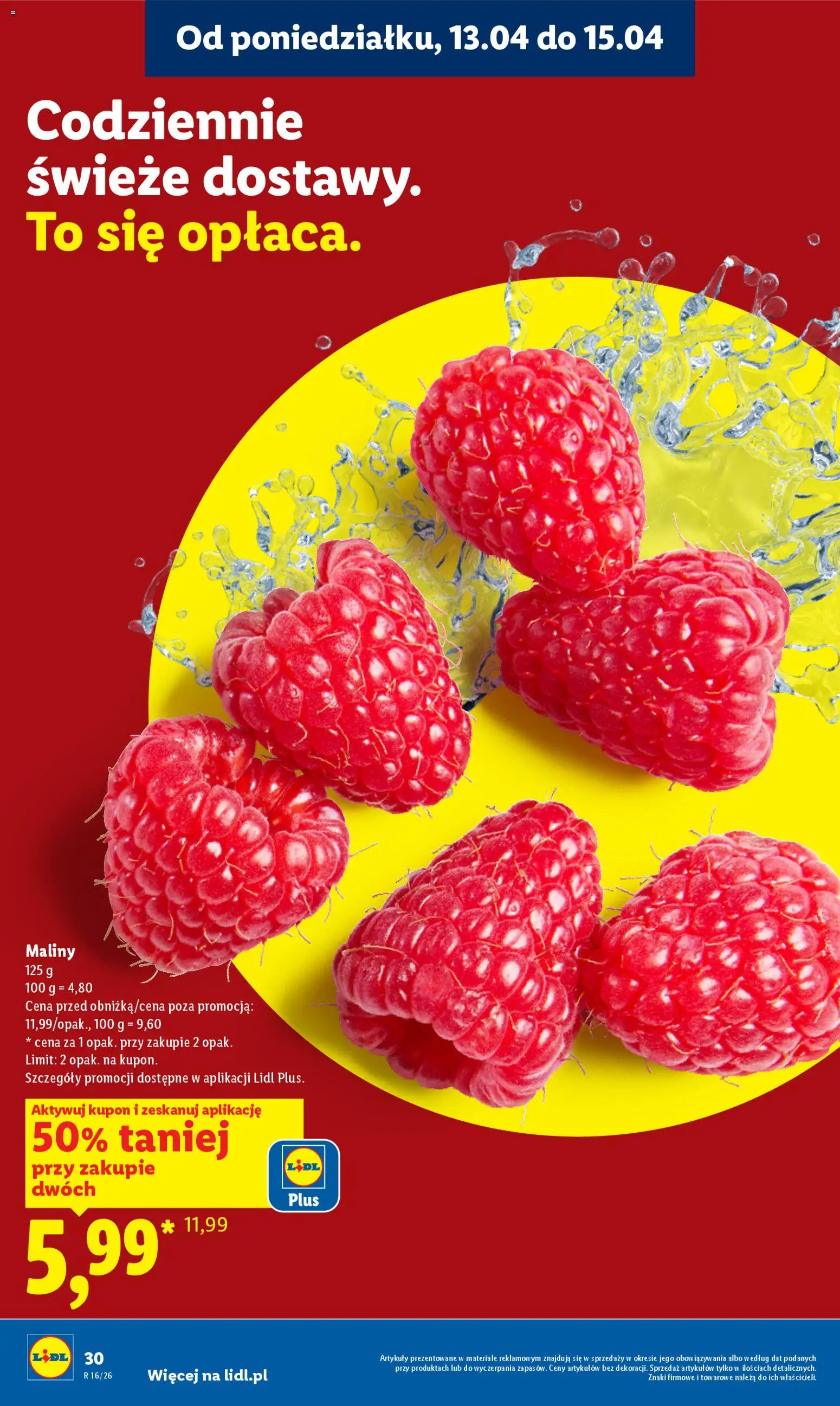Lidl gazetka od 13.04.2026 | Strona: 30 | Produkty: Maliny
