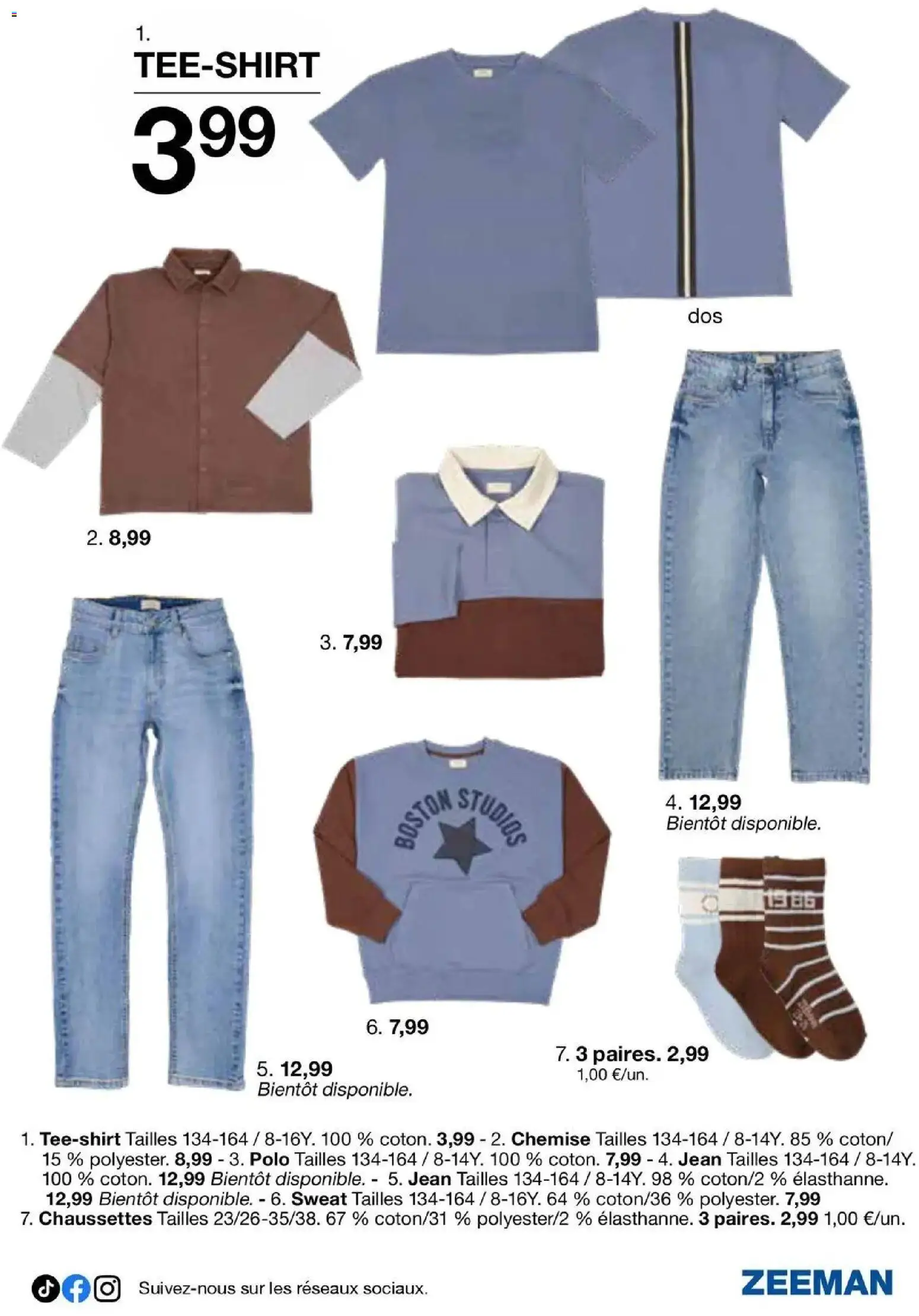 Zeeman - La rentrée avec notre nouvelle collection enfant à partir du 08/08/2026 - promo en ligne | Page: 21 | Produits: Polo, Jean, Chaussettes, Chemise