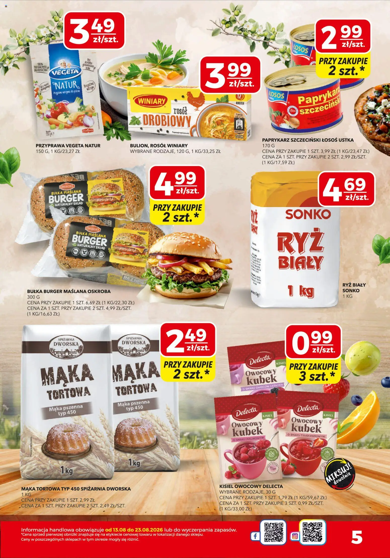 Top Market gazetka od 13.08.2026 | Strona: 5 | Produkty: Paprykarz, Mąka tortowa, Bułka, Burger