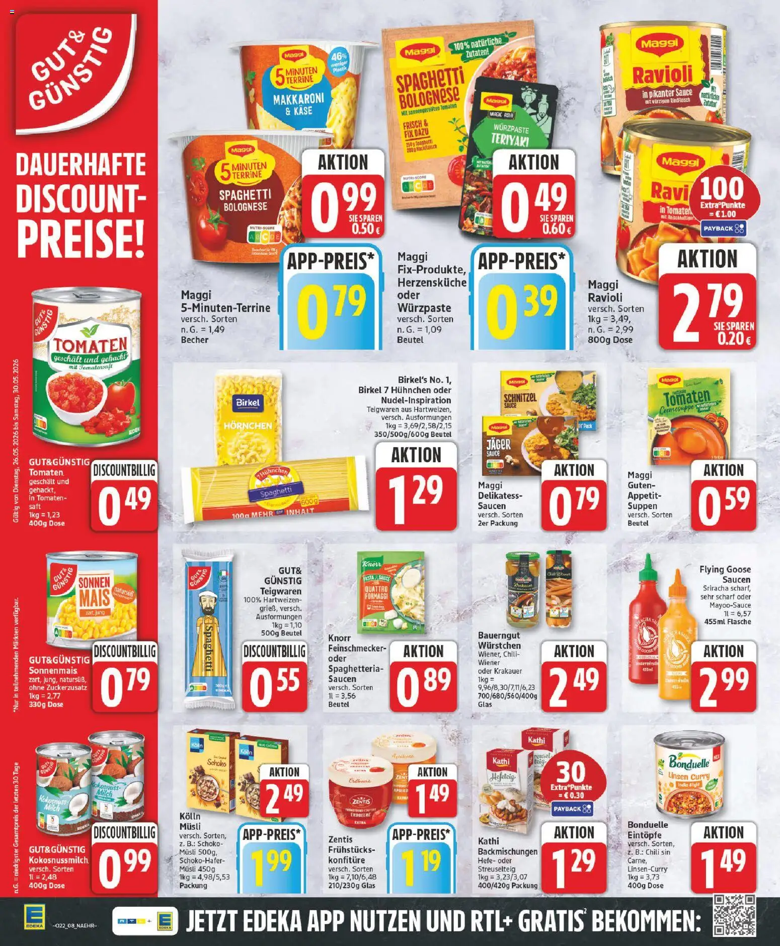 Edeka Prospekt – gültig ab 26.05.2026 | Seite: 8 | Produkte: Musli, Knorr, Schnitzel, Pasta