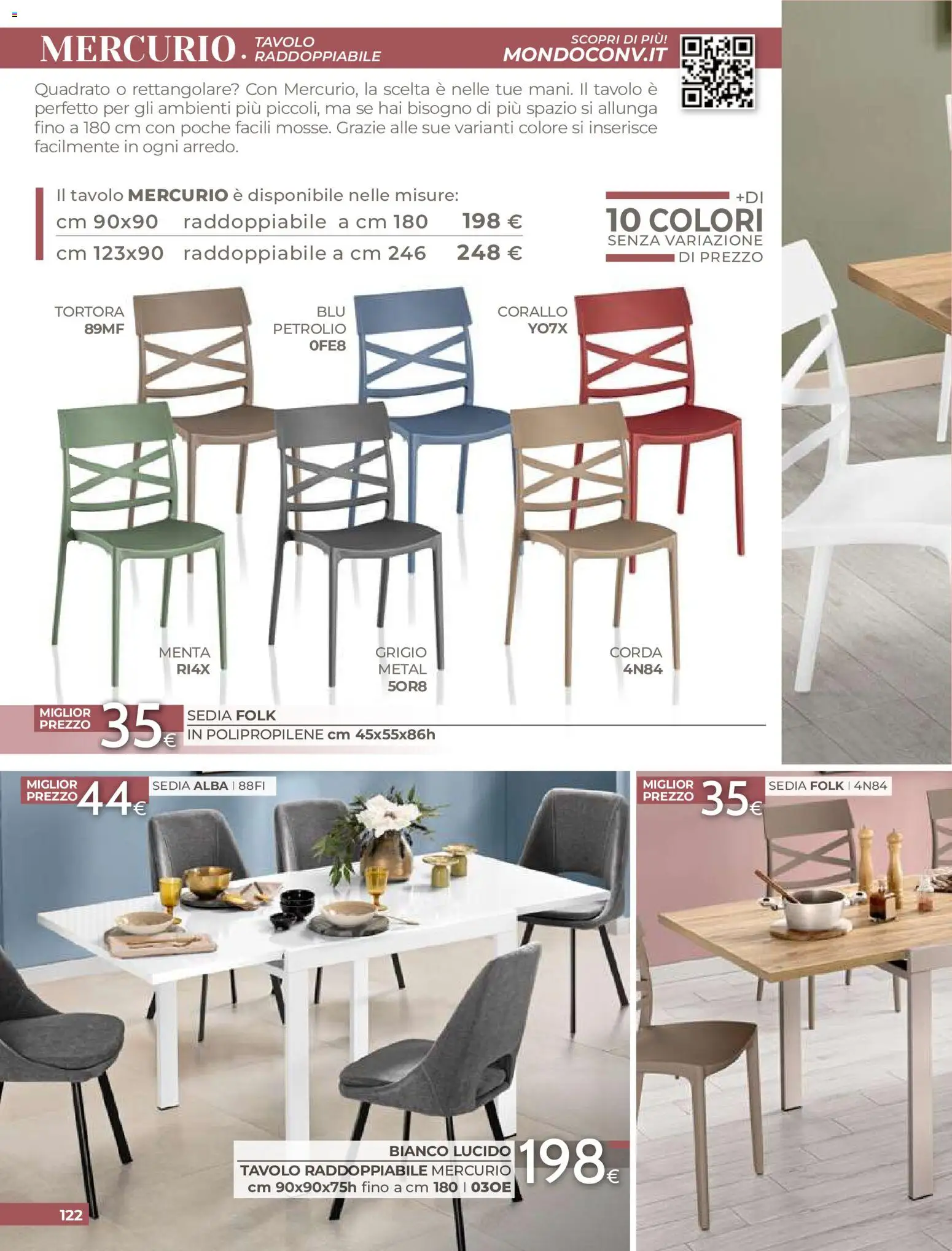 Volantino Mondo Convenienza del 01/09/2026 | Pagina: 124 | Prodotti: Menta, Tavolo, Sedia