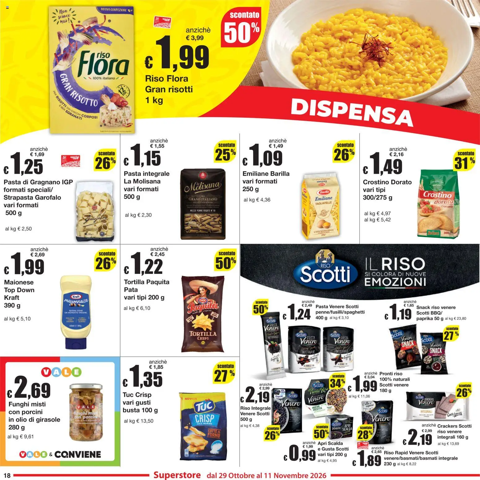 Volantino Sì con Te del 29/10/2026 | Pagina: 18 | Prodotti: La Molisana, Barilla, Olio di girasole, Riso integrale