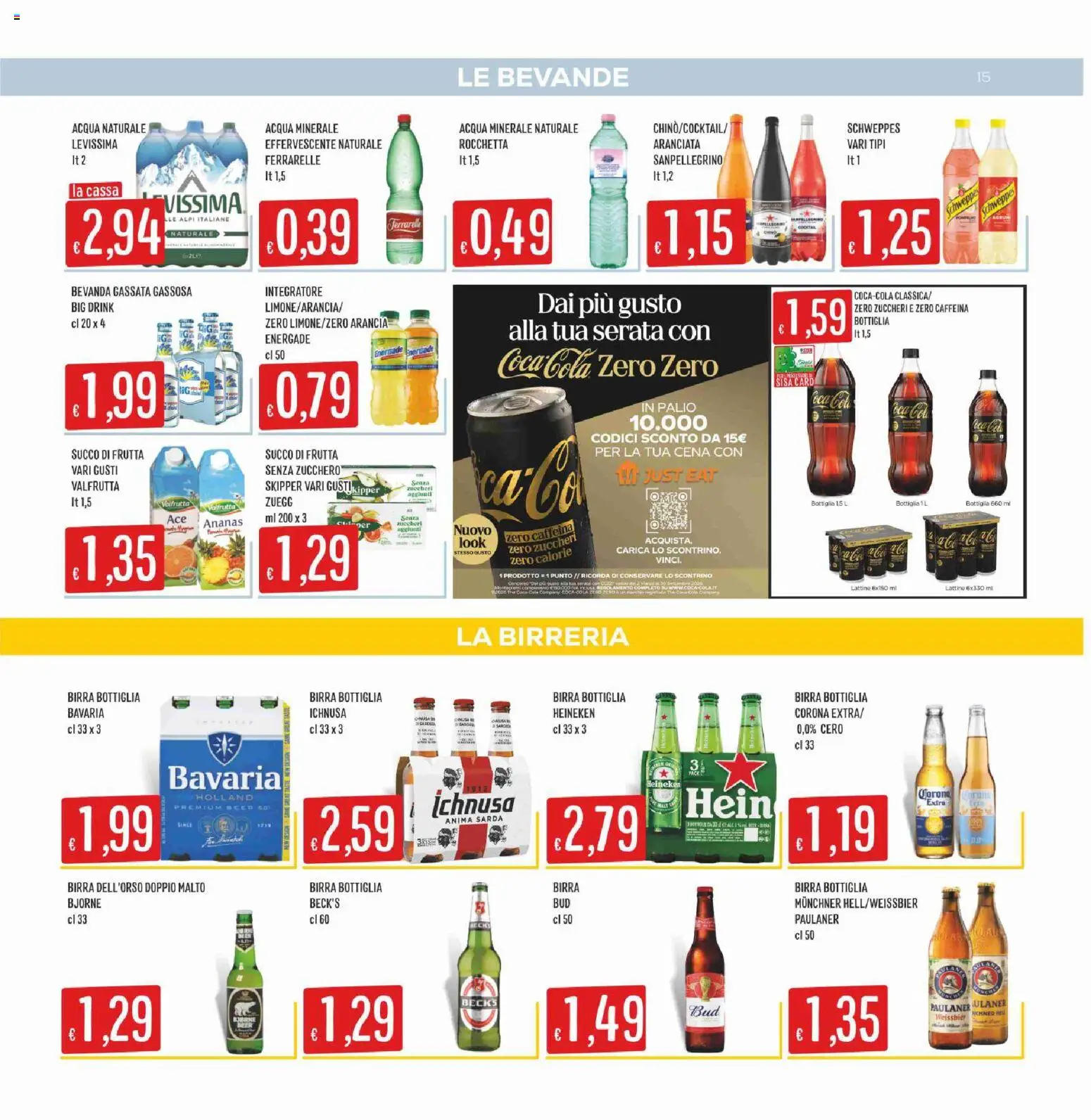 Volantino SISA del 14.05.2026 | Pagina: 15 | Prodotti: Birra, Acqua naturale, Ferrarelle, Coca Cola
