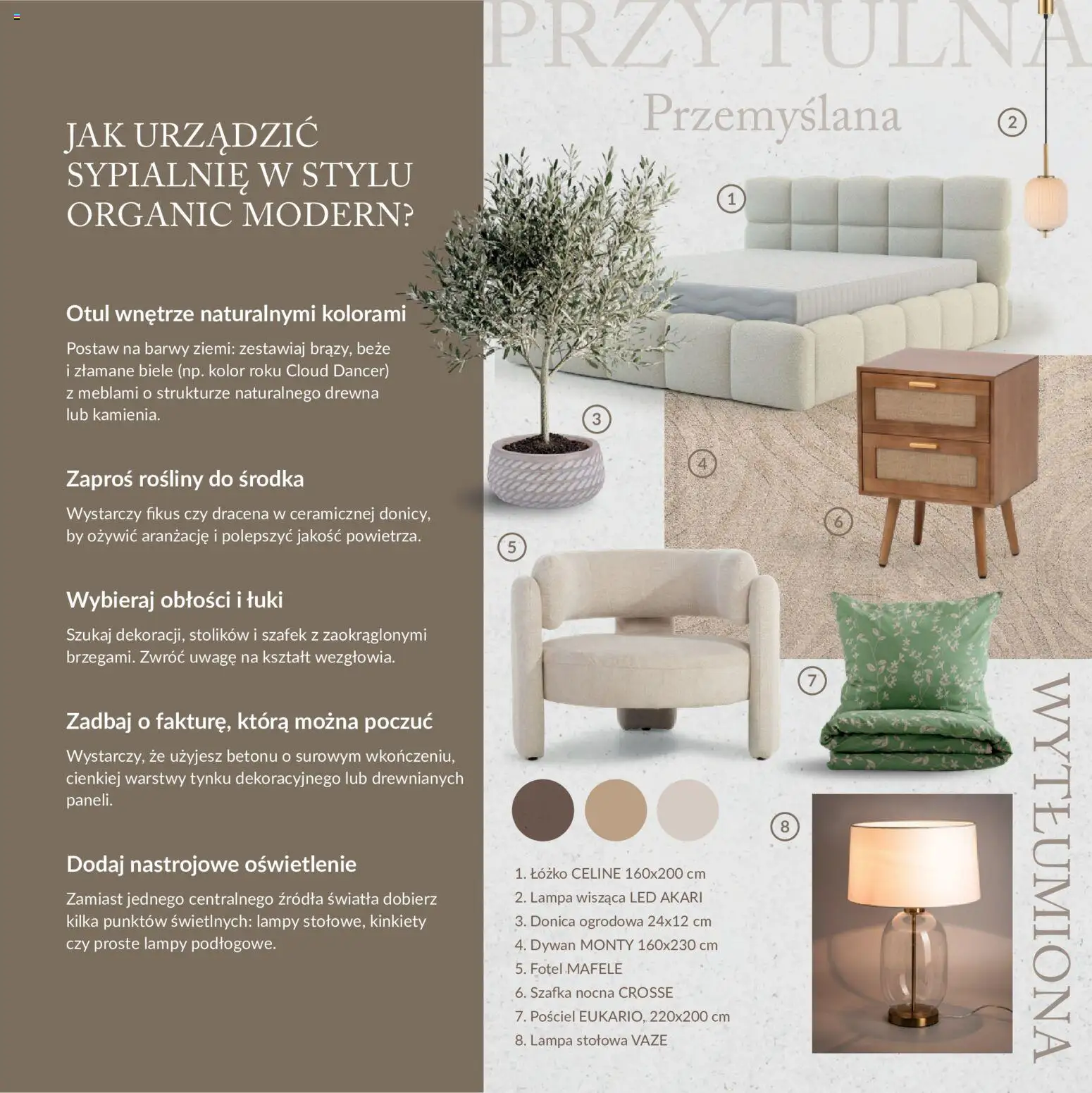 Salony Agata gazetka - Trendbook od 07.05.2026 | Strona: 6 | Produkty: Oświetlenie, Łóżko, Rosliny, Szafka nocna