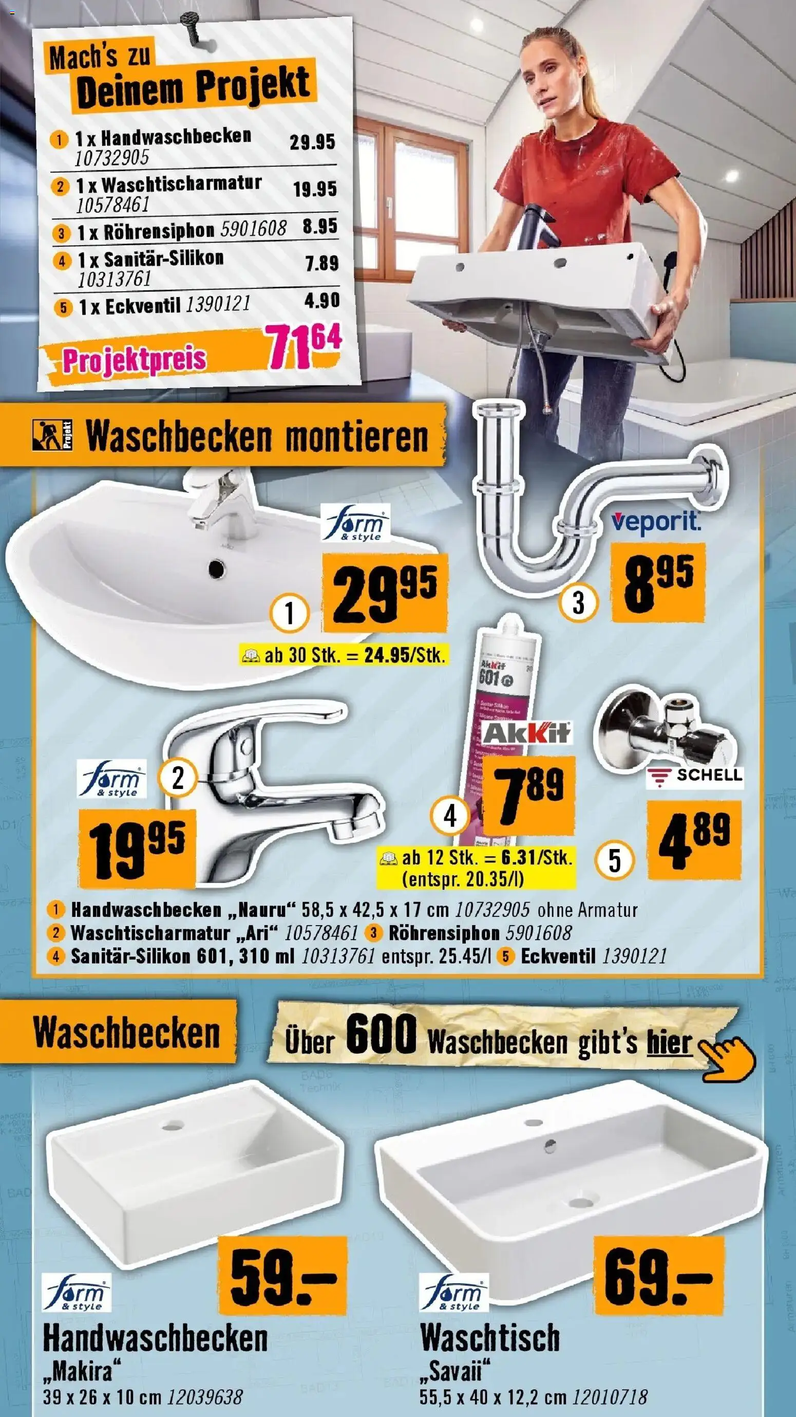 Hornbach - Hornbach: Kürzere Tage wecken Deinen Ehrgeiz. von 07.10.2026 - Aktuelle Angebote | Seite: 42 | Produkte: Waschbecken