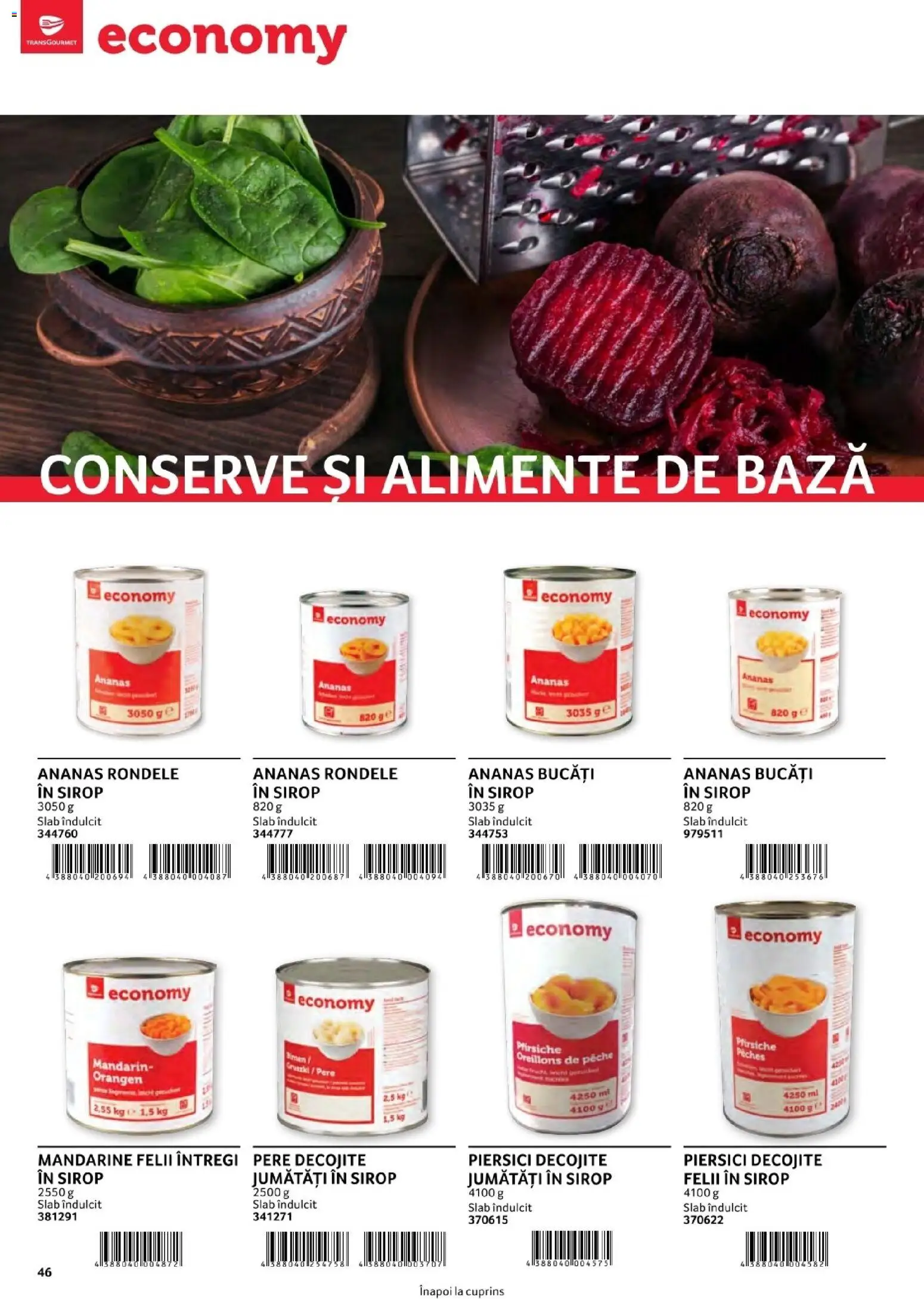 Noul catalog Selgros – valabil de la 01.08.2026 | Pagină: 46 | Produse: Ananas, Sirop, Mandarine, Pere