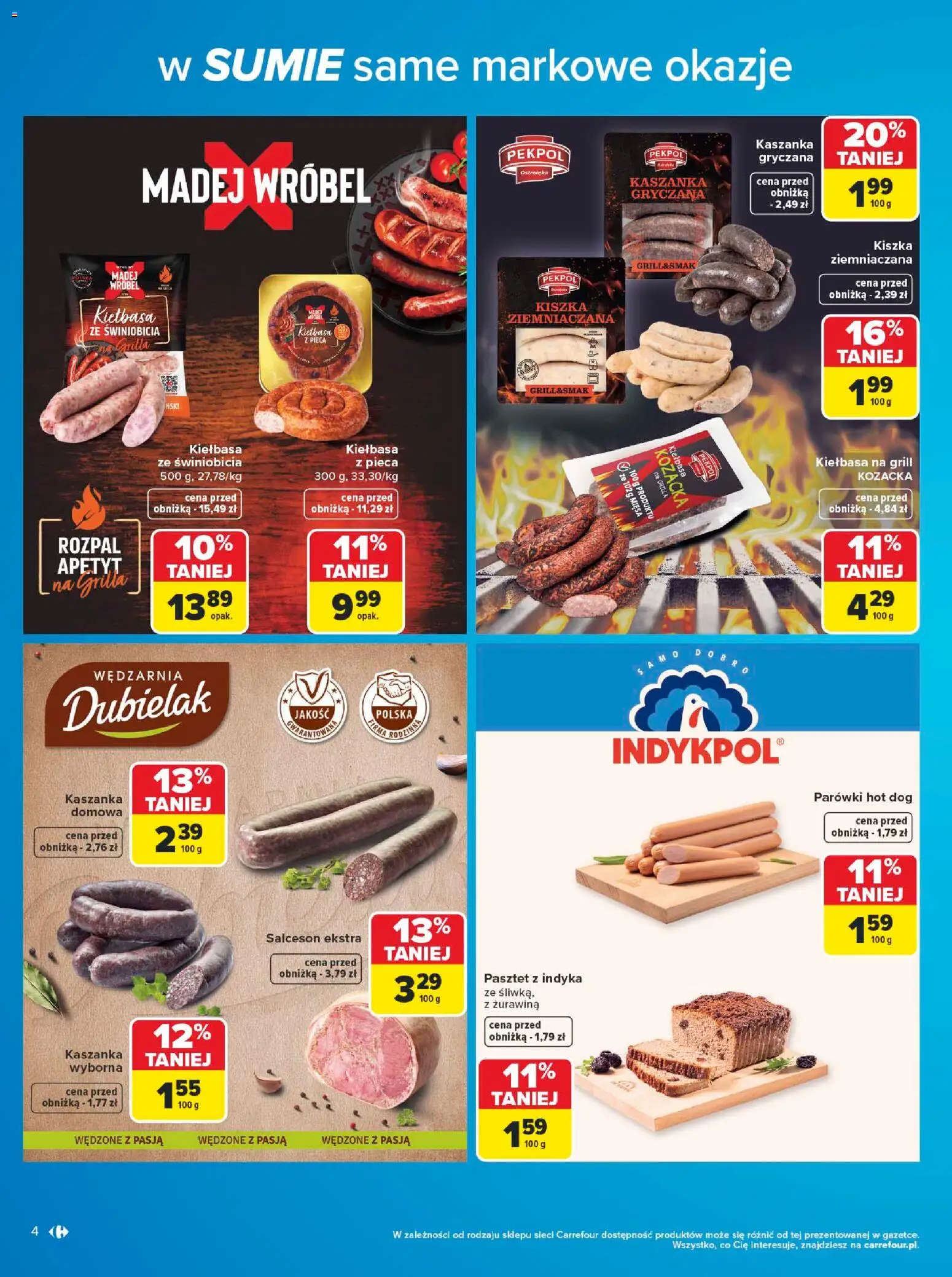 Carrefour gazetka - W sumie same markowe okazje od 08.06.2026 | Strona: 4 | Produkty: Grill, Parówki, Kaszanka, Żurawina